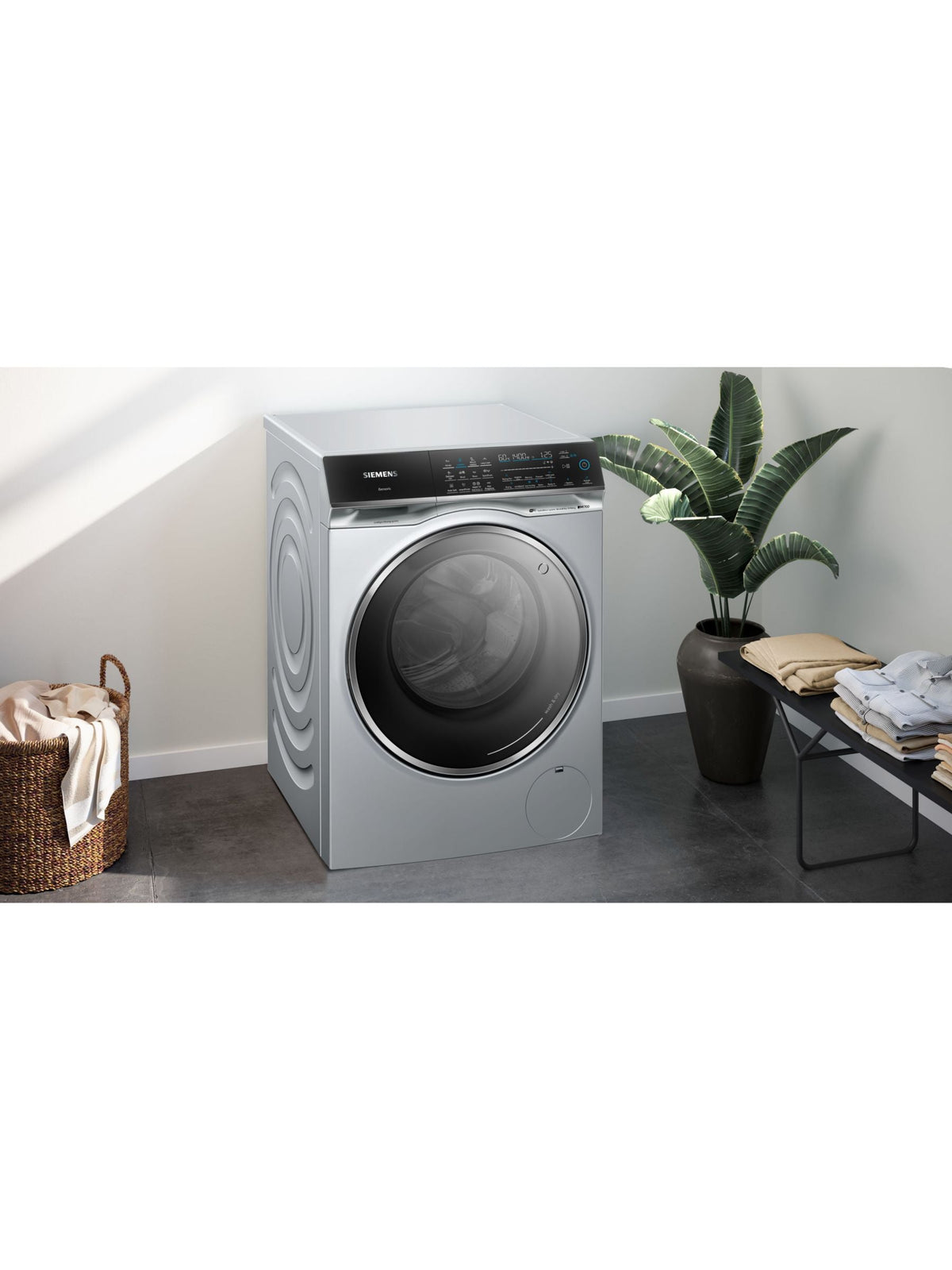 Siemens iQ700 WN54C2ATGB Freestanding Washer Dryer, 10.5kg/6kg Load, 1400rpm Spin, Silver – image 2 of 9