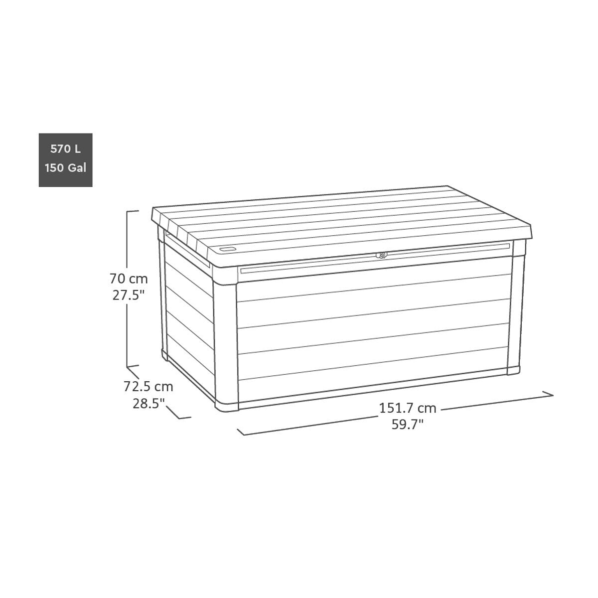 Keter Cortina 570 Litre Outdoor Storage Deck Box UV protection Weather resistant – image 2 of 8