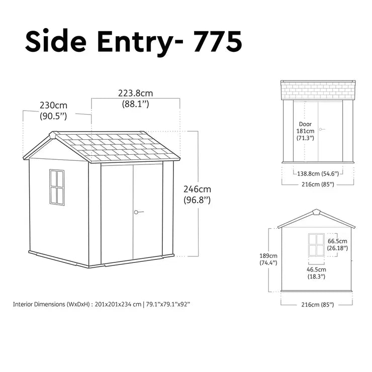 Keter Newton Plus 7ft 4" x 7ft 6" (2.2 x 2.3m) Storage Shed with Side Entry – image 2 of 6