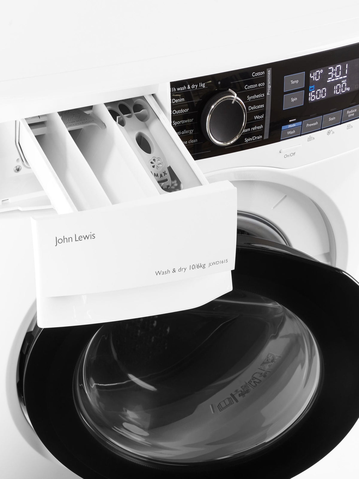 John Lewis JLWD1615 Freestanding Washer Dryer, 10kg/6kg Load, 1600rpm Spin, White – image 5 of 9