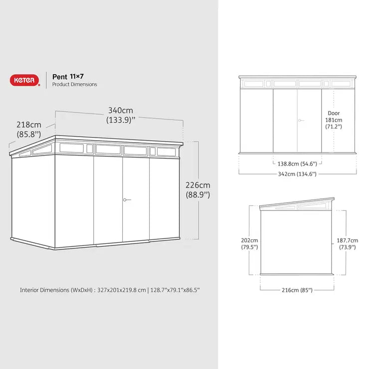 Keter Ashwood Signature 11ft 2" x 7ft 2" (3.4 x 2.2m) Storage Shed – image 2 of 6