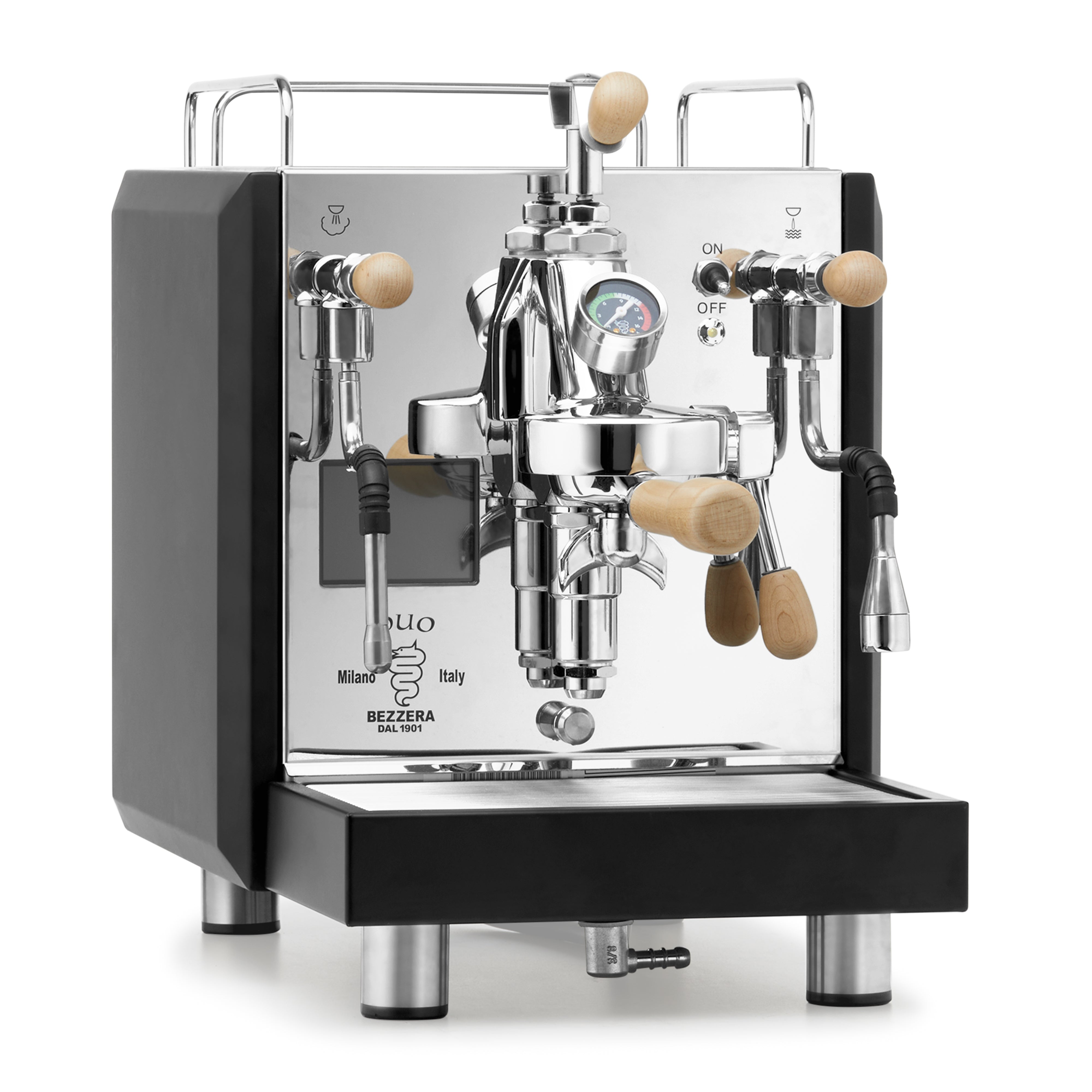 Bezzera DUO MN Espresso Machine – Black / Flow Control / Tiger Maple