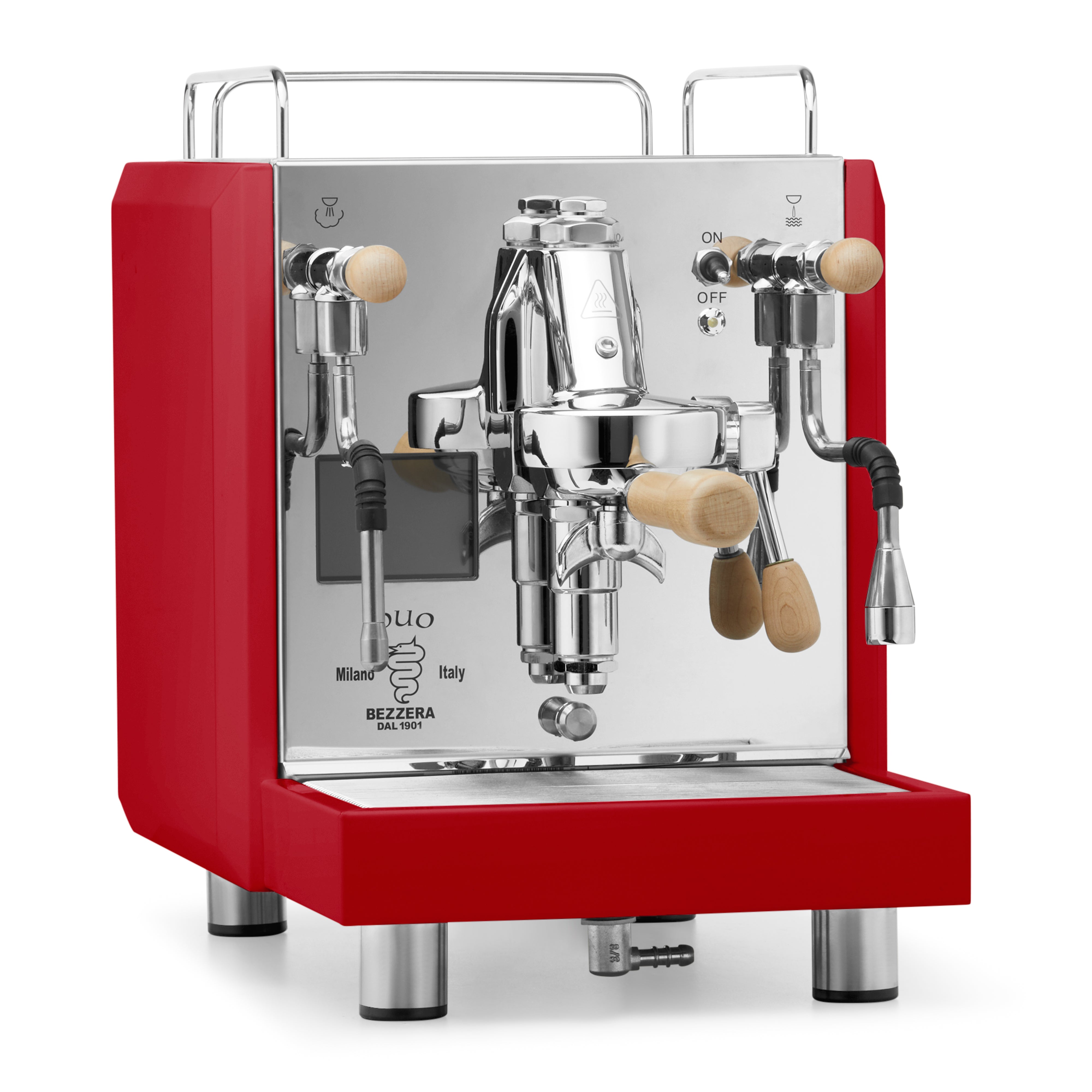 Bezzera DUO MN Espresso Machine – Red / No Flow Control / Tiger Maple