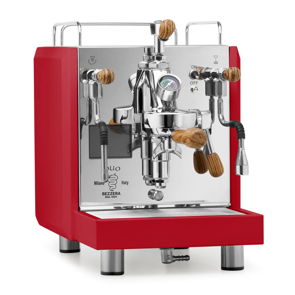 Bezzera DUO MN Espresso Machine – Red / Flow Control / Zebra Wood