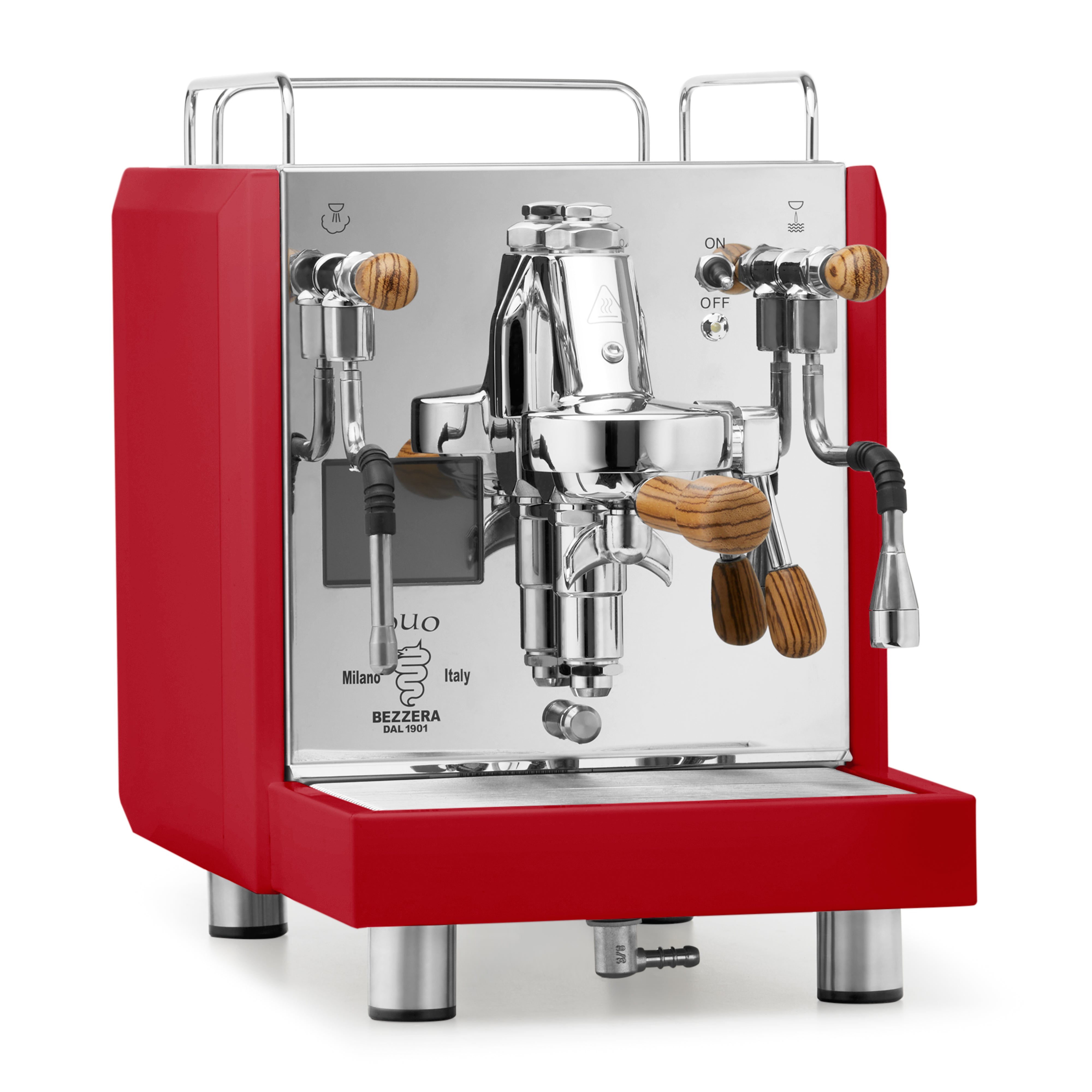 Bezzera DUO MN Espresso Machine – Red / No Flow Control / Zebra Wood