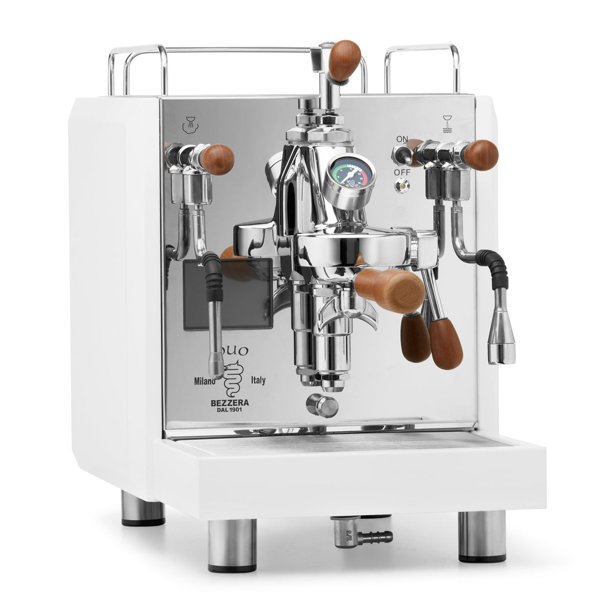 Bezzera DUO MN Espresso Machine – White / Flow Control / Sapele