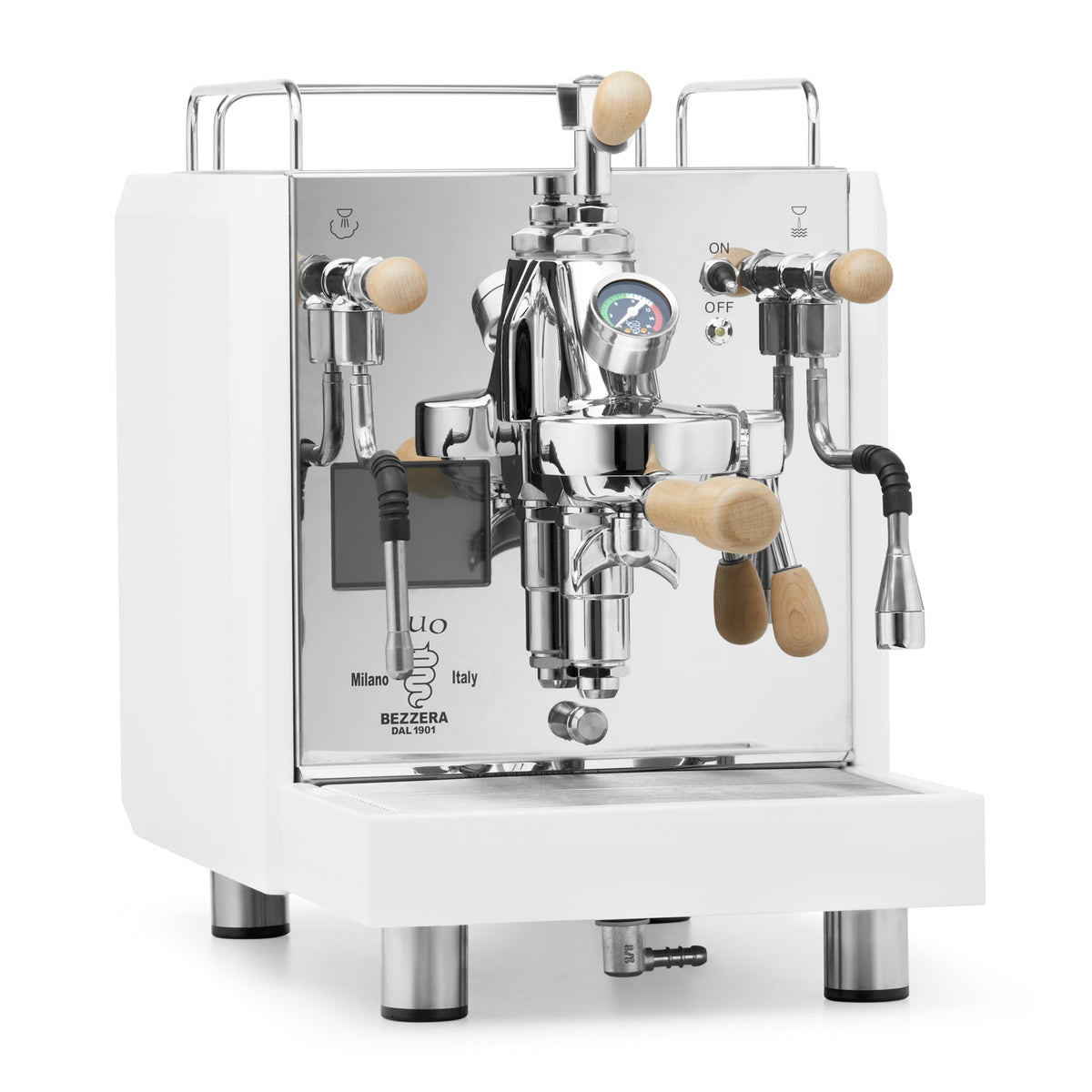 Bezzera DUO MN Espresso Machine – White / Flow Control / Tiger Maple