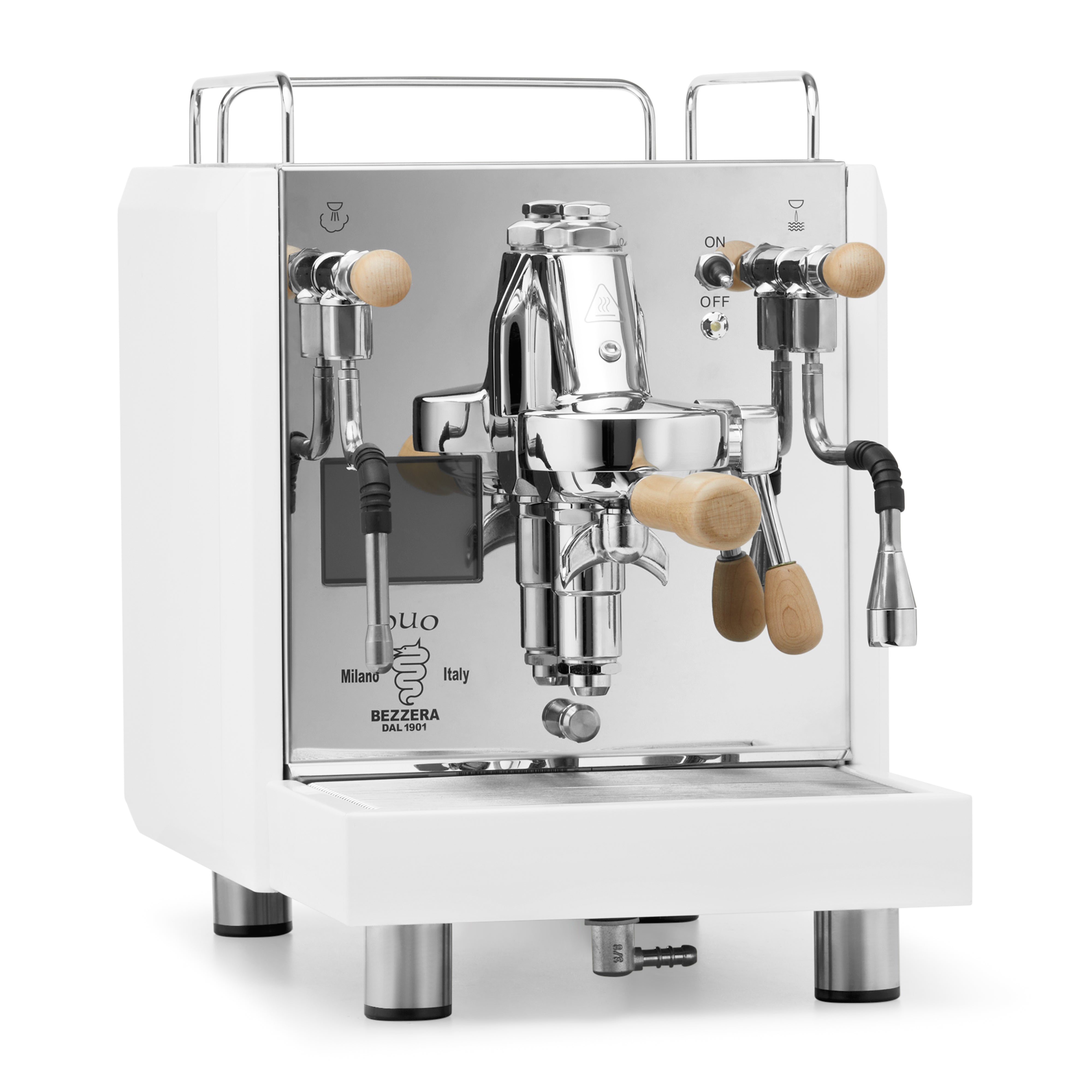 Bezzera DUO MN Espresso Machine – White / No Flow Control / Tiger Maple