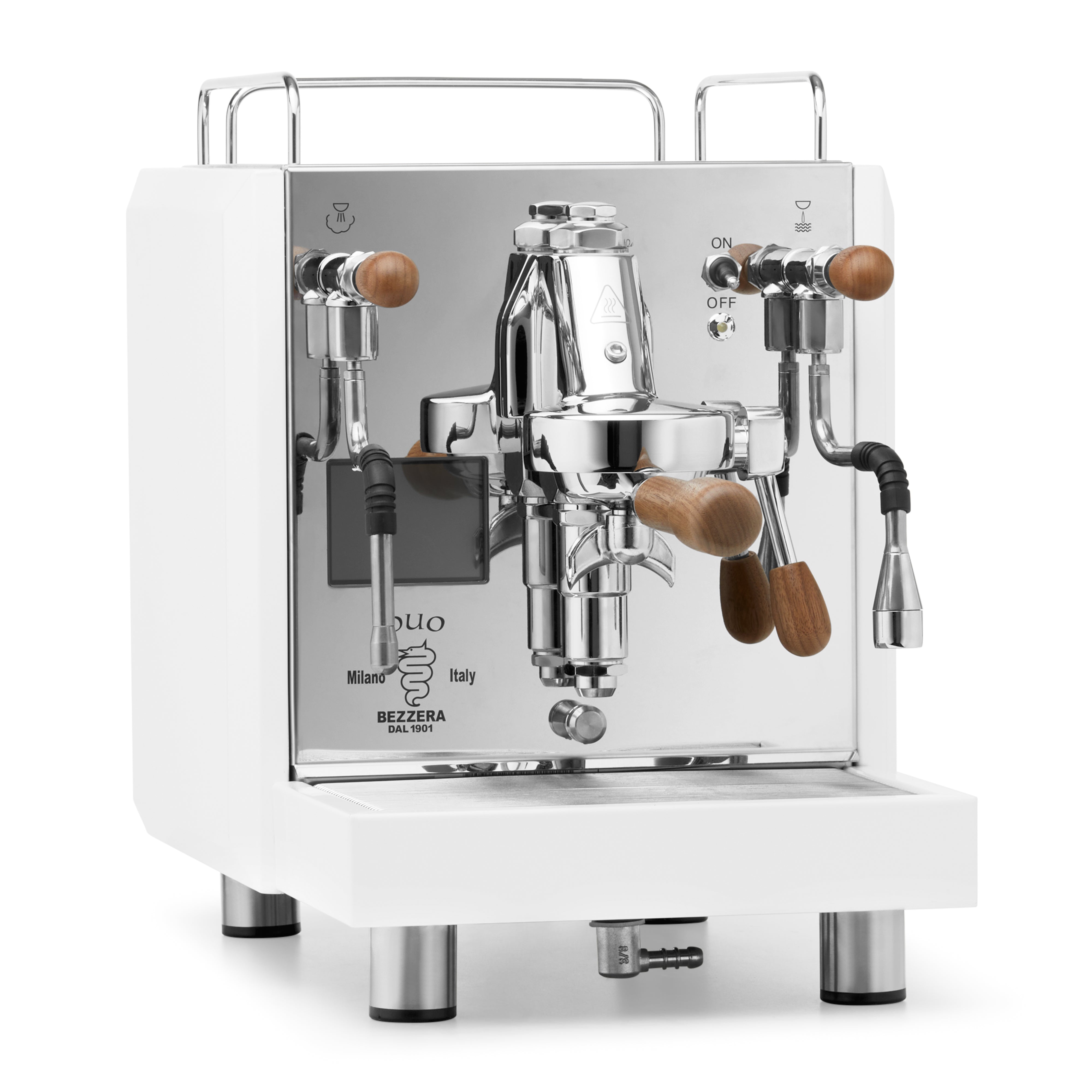 Bezzera DUO MN Espresso Machine – White / No Flow Control / Walnut