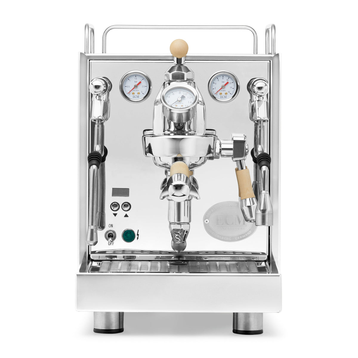 ECM Mechanika Max Espresso Machine – Stainless Steel / Tiger Maple / Flow Control