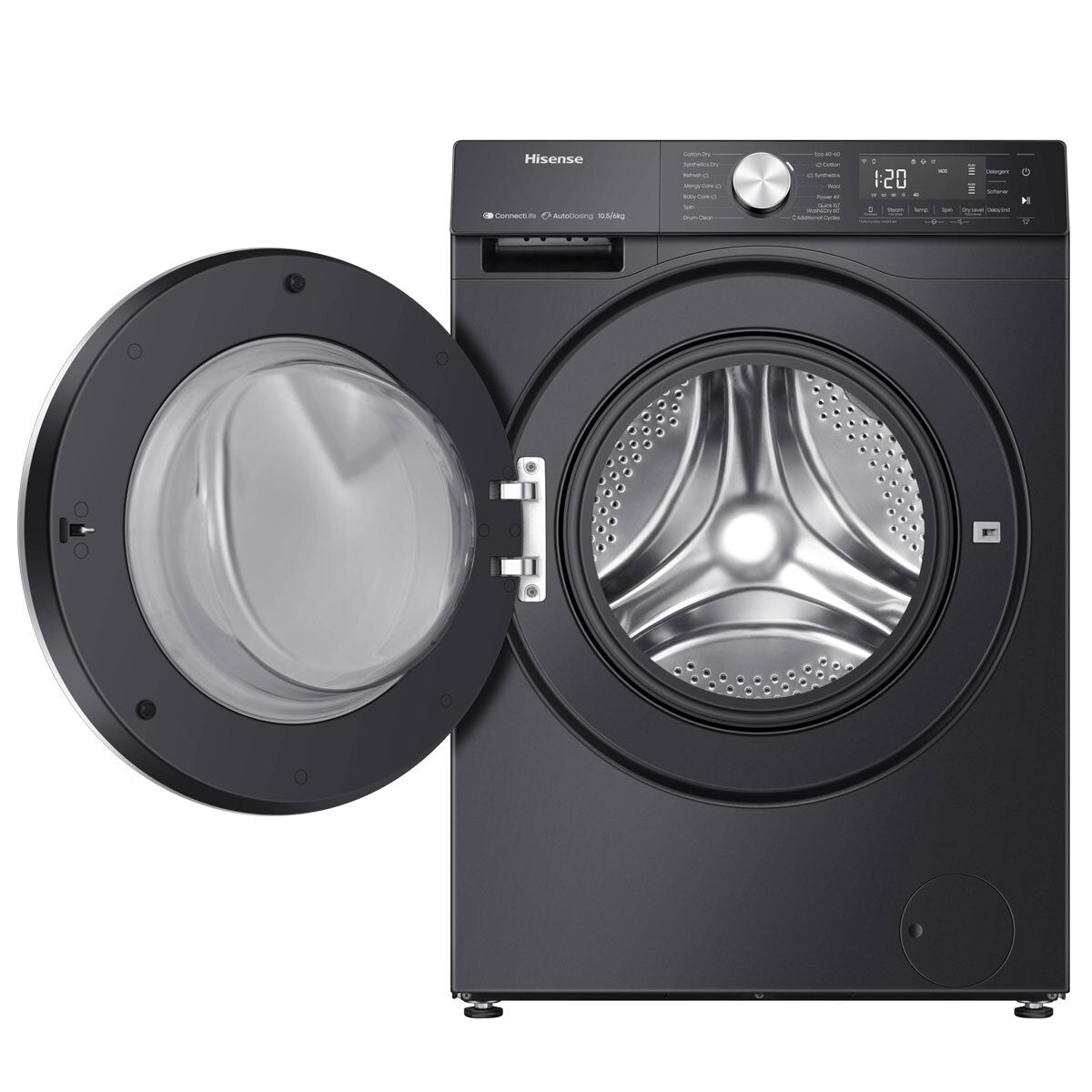 Hisense WD5S1045BB 10.5/6kg, Washer Dryer, D Rated in Black – image 3 of 8