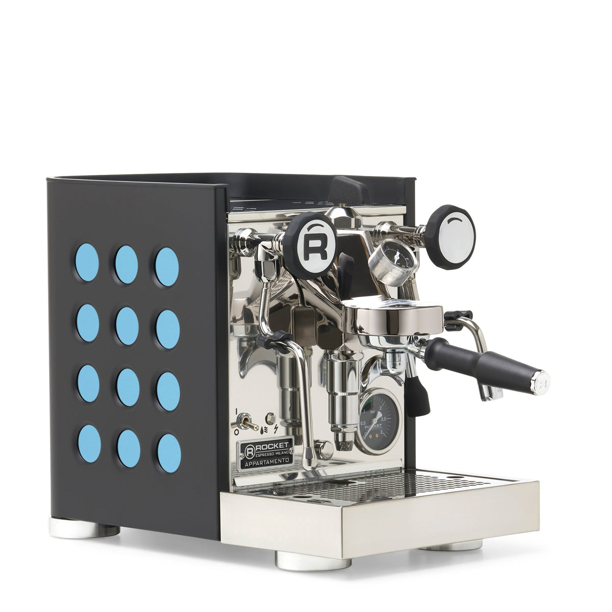 Rocket Espresso Appartamento TCA Espresso Machine - Black with Black Stripe – Aquamarine / No Accents / Flow Paddle