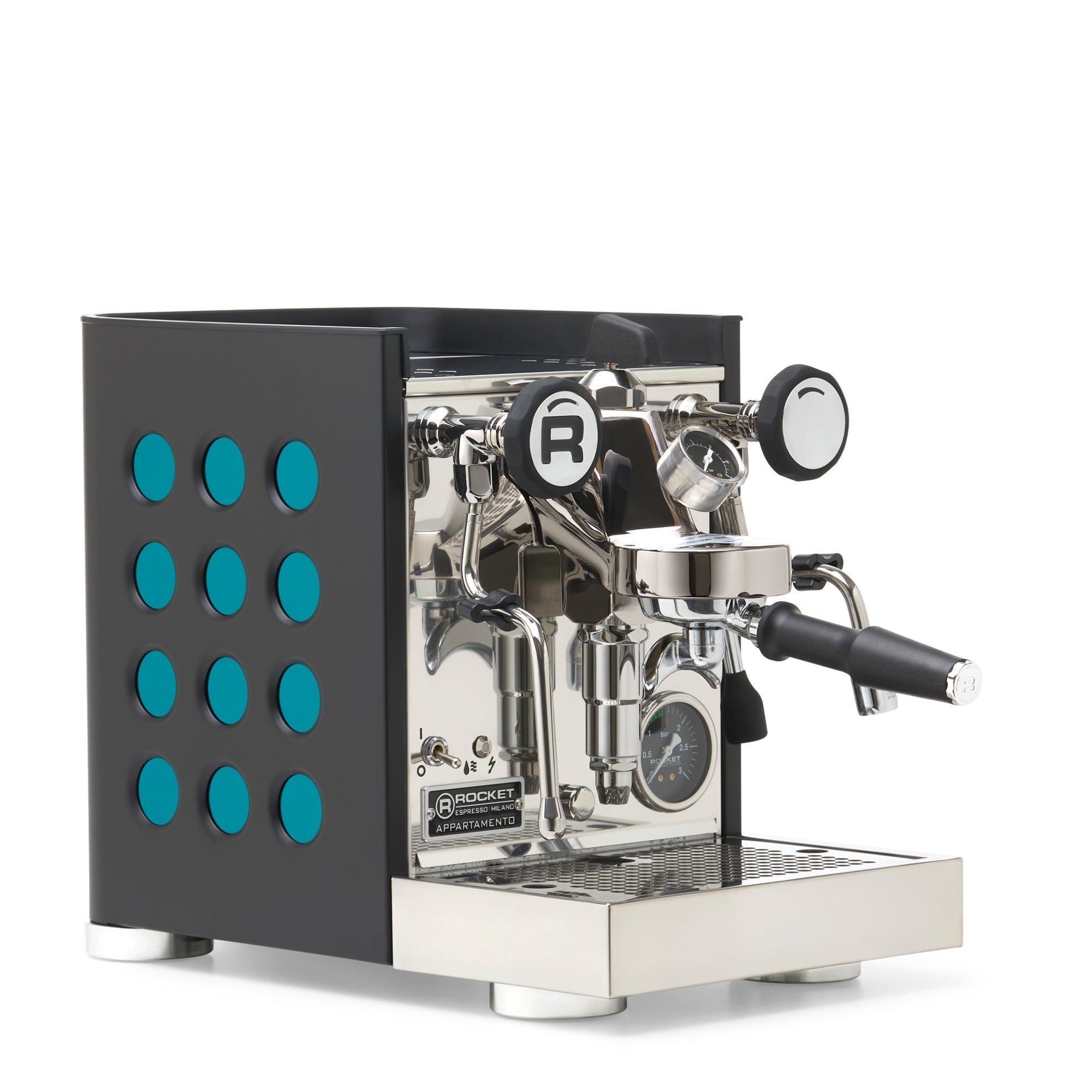 Rocket Espresso Appartamento TCA Espresso Machine - Black with Black Stripe – Amazonite / No Accents / Flow Paddle