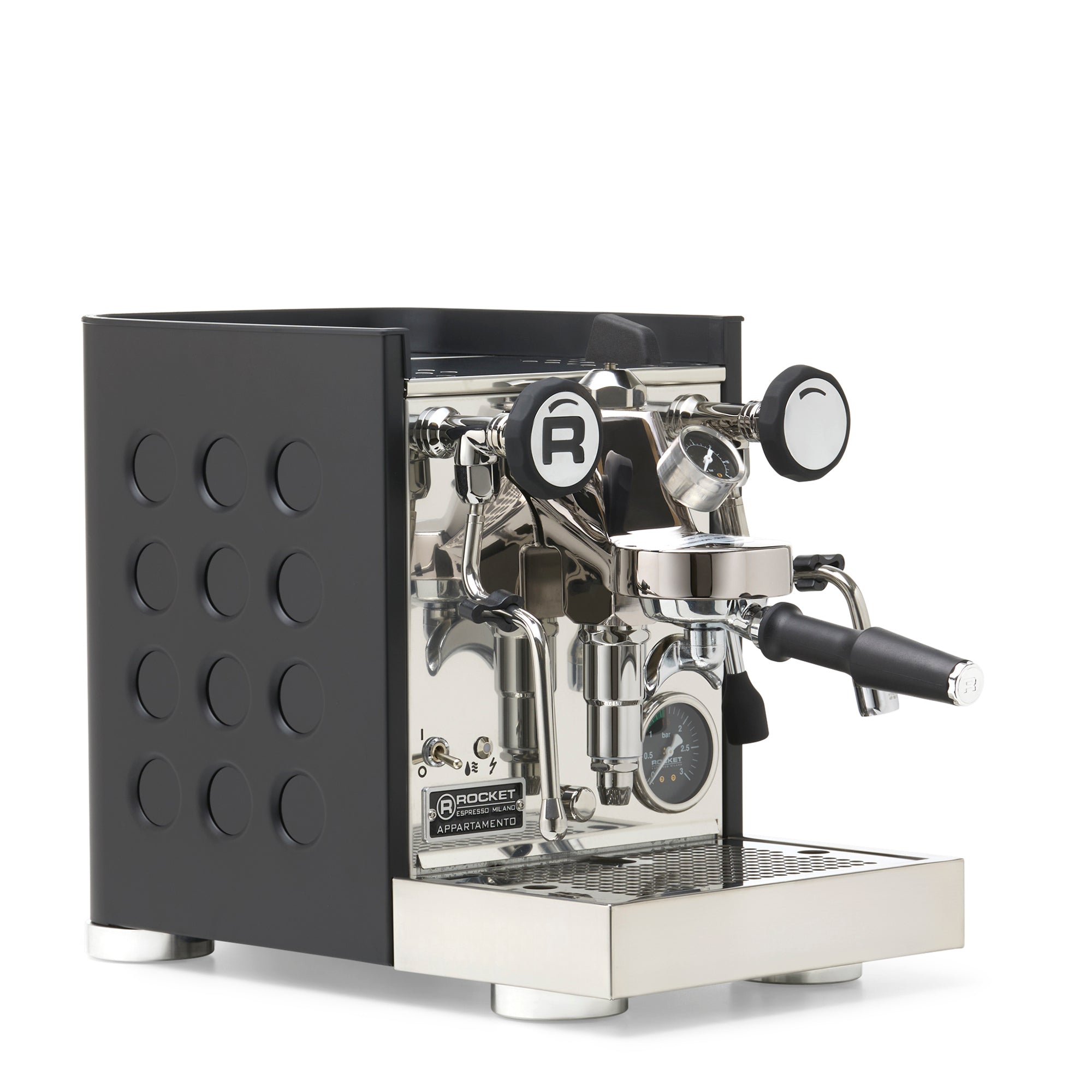Rocket Espresso Appartamento TCA Espresso Machine - Black with Black Stripe – Black / No Accents / Flow Paddle