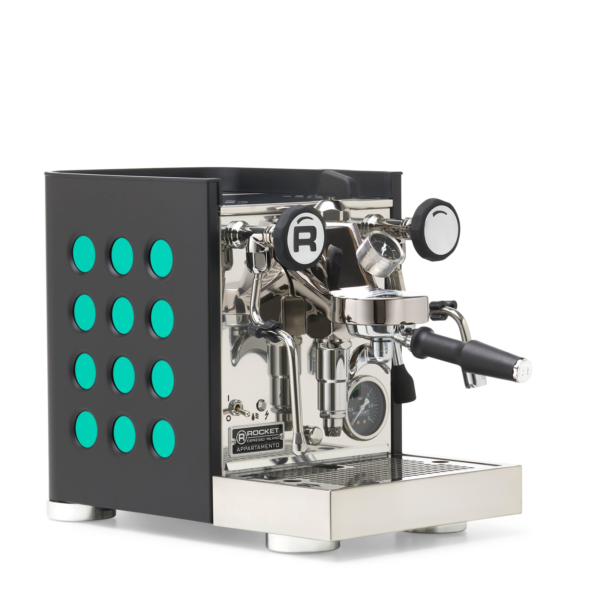Rocket Espresso Appartamento TCA Espresso Machine - Black with Black Stripe – Emerald / No Accents / Flow Paddle