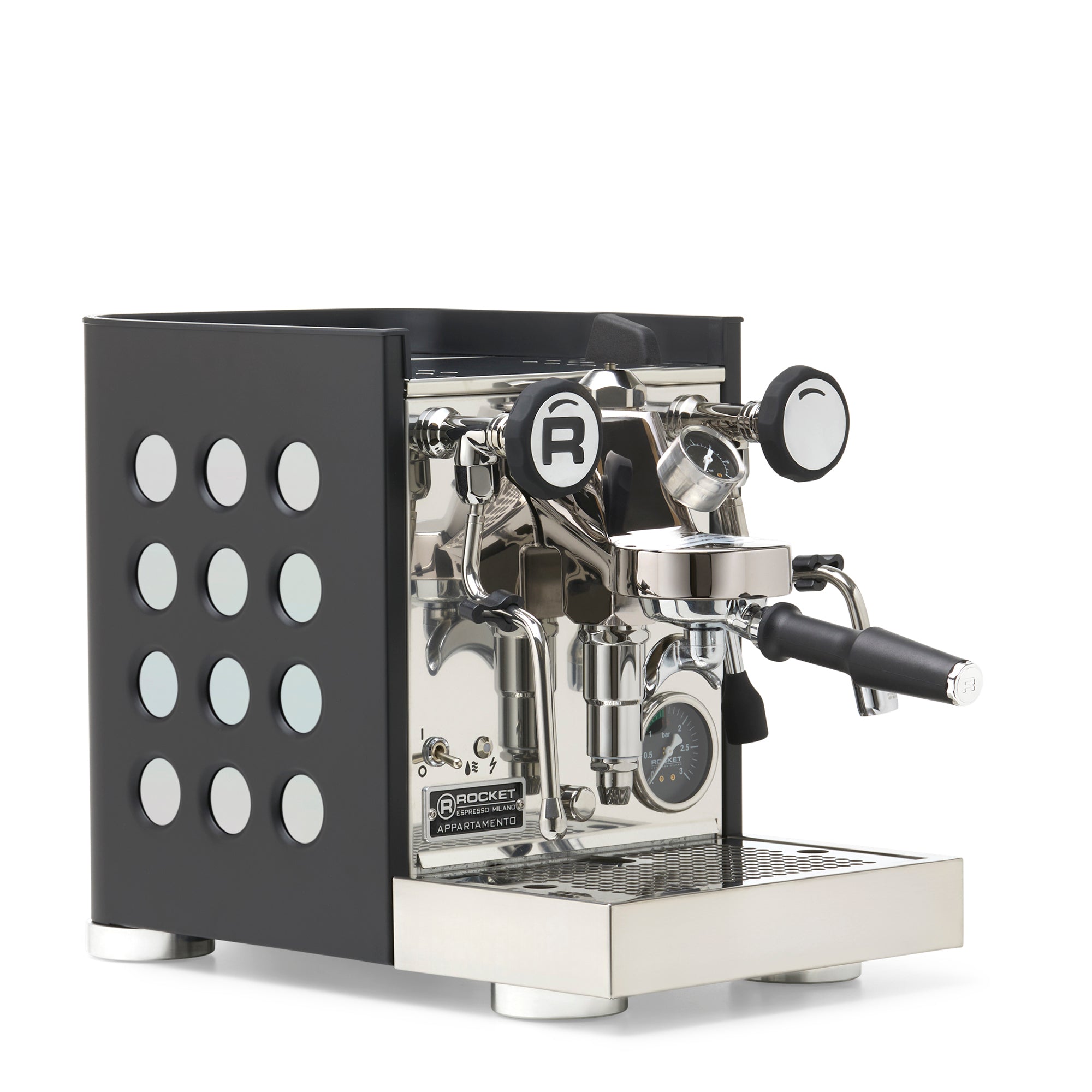 Rocket Espresso Appartamento TCA Espresso Machine - Black with Black Stripe – Iridescent / No Accents / Flow Paddle