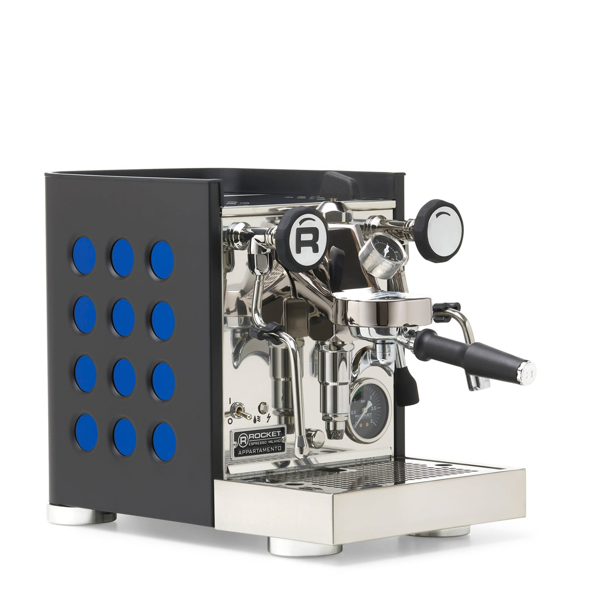 Rocket Espresso Appartamento TCA Espresso Machine - Black with Black Stripe – Sapphire / No Accents / Flow Paddle
