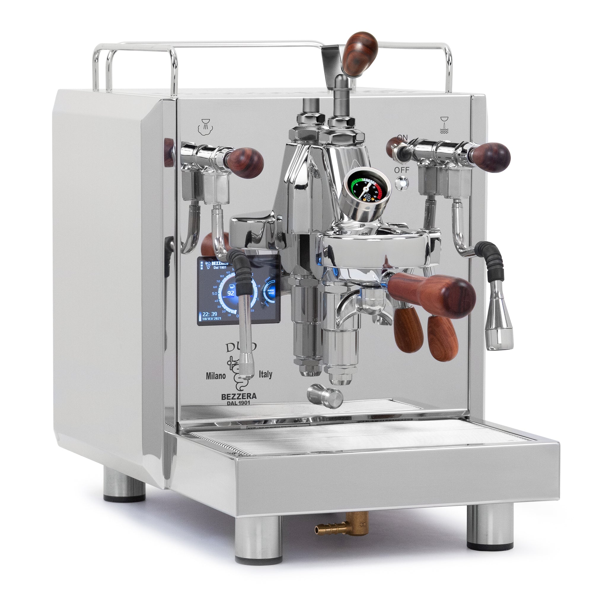 Bezzera DUO MN Espresso Machine – Stainless Steel / Flow Control / Rosewood