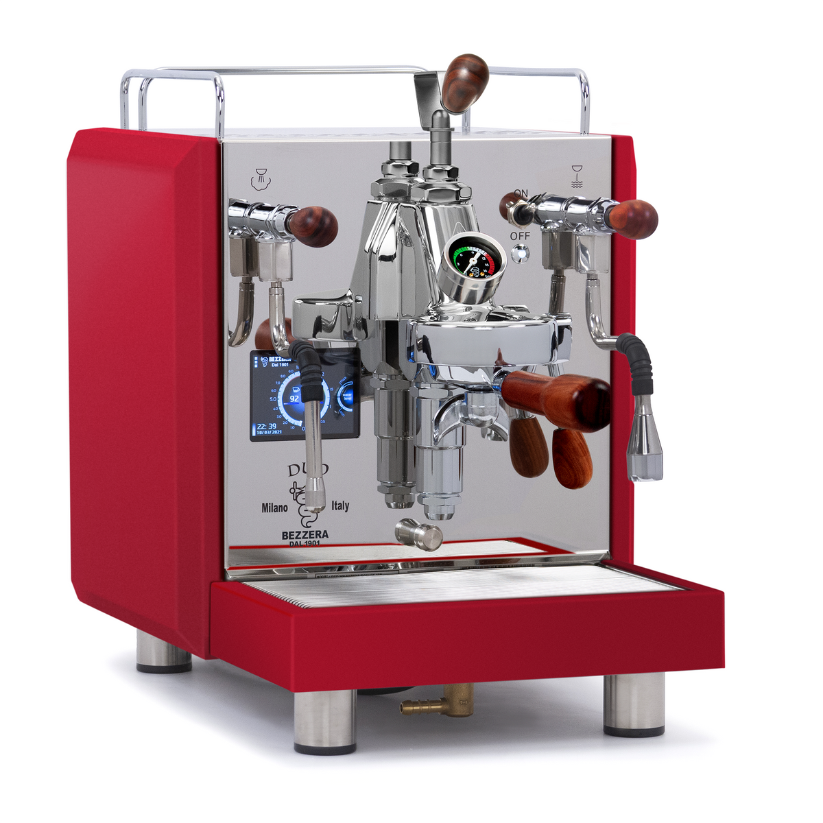 Bezzera DUO MN Espresso Machine – Red / Flow Control / Rosewood