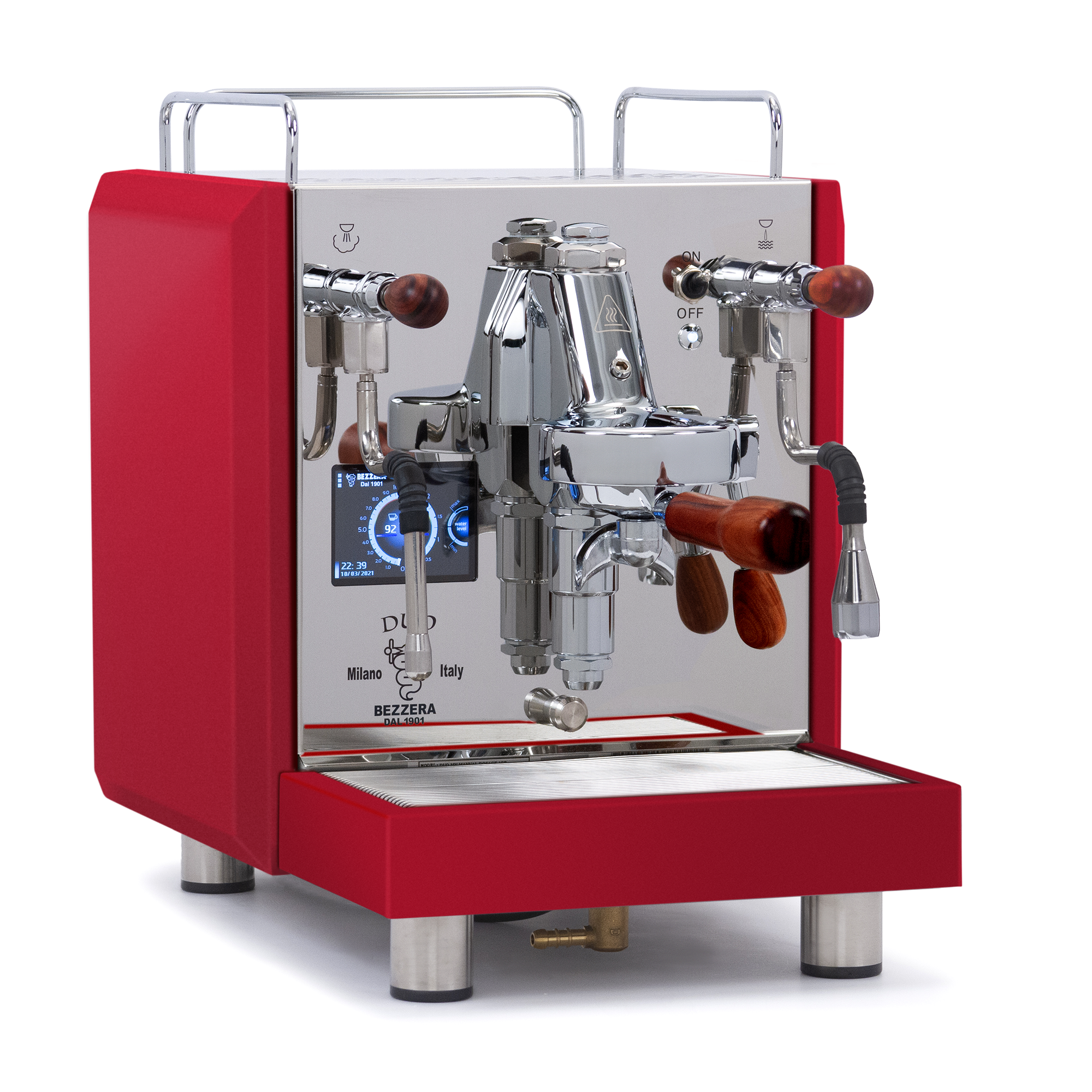 Bezzera DUO MN Espresso Machine – Red / No Flow Control / Rosewood
