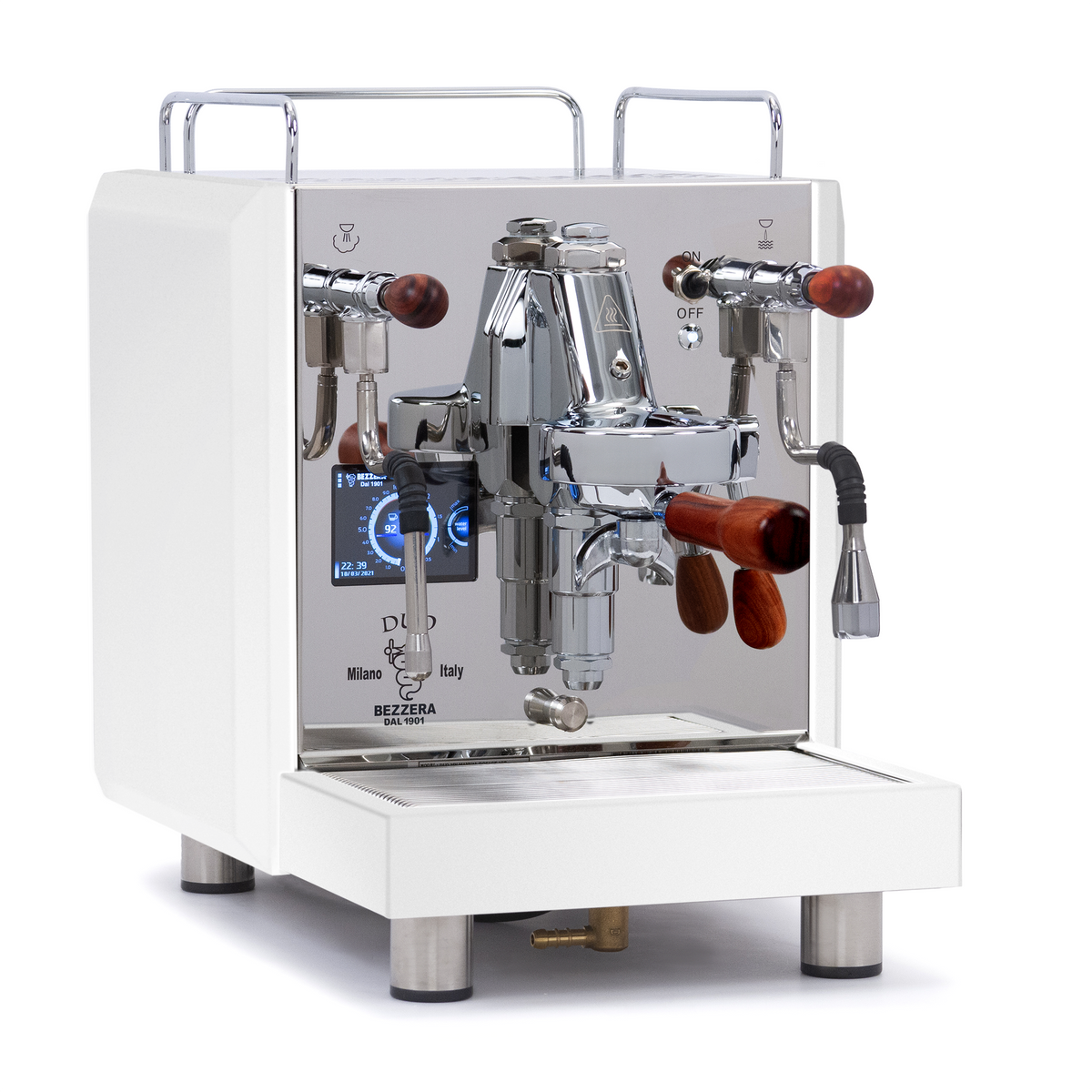 Bezzera DUO MN Espresso Machine – White / No Flow Control / Rosewood