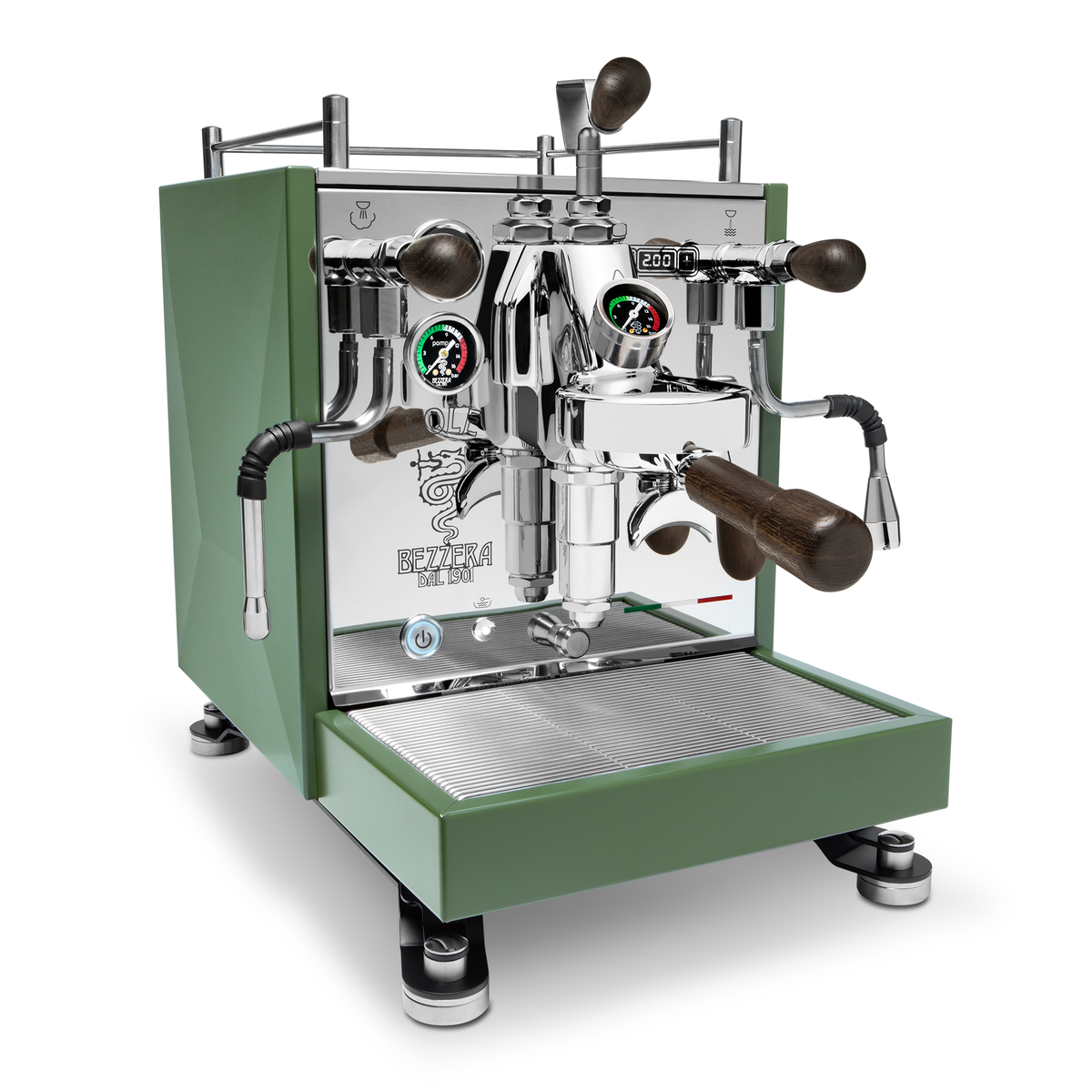 Bezzera Sole Espresso Machine – Matte Green / Blackened Oak / Flow Control
