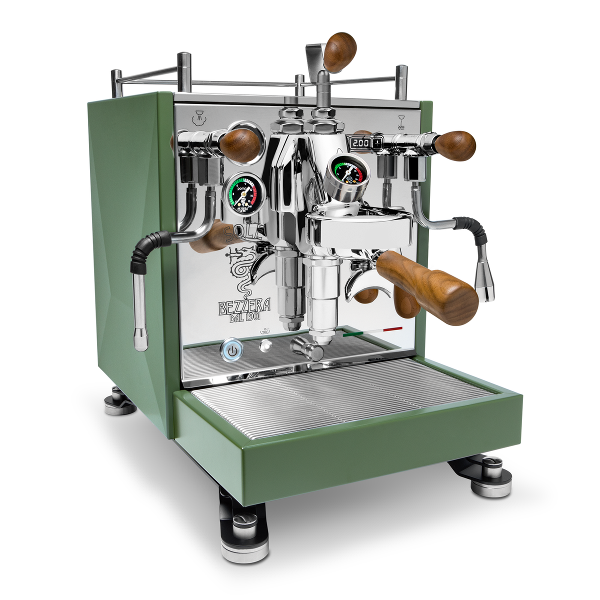 Bezzera Sole Espresso Machine – Matte Green / Walnut / Flow Control