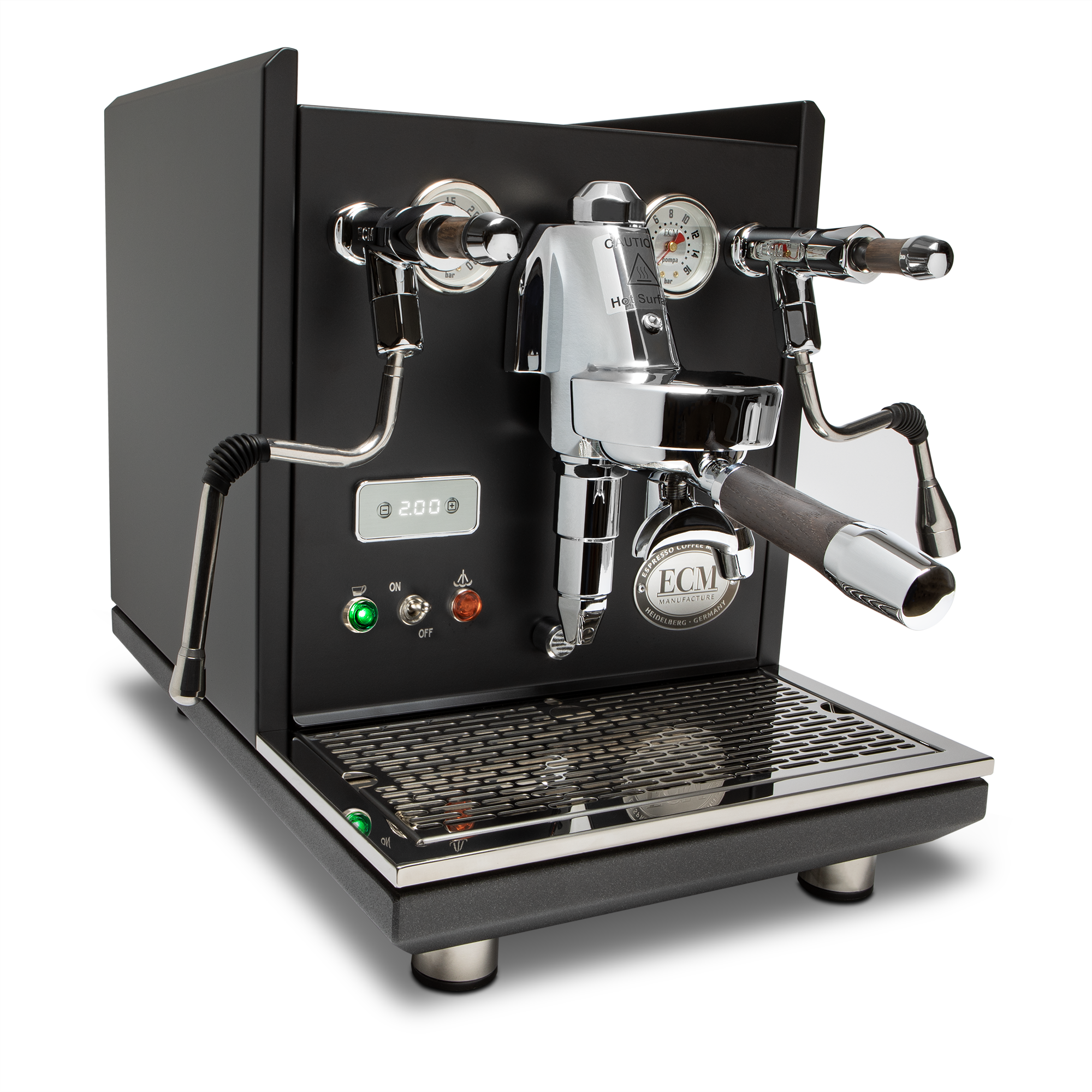 Refurbished ECM Synchronika Espresso Machine - Limited Edition Color Line – Black with Blackened Oak / No Flow Control