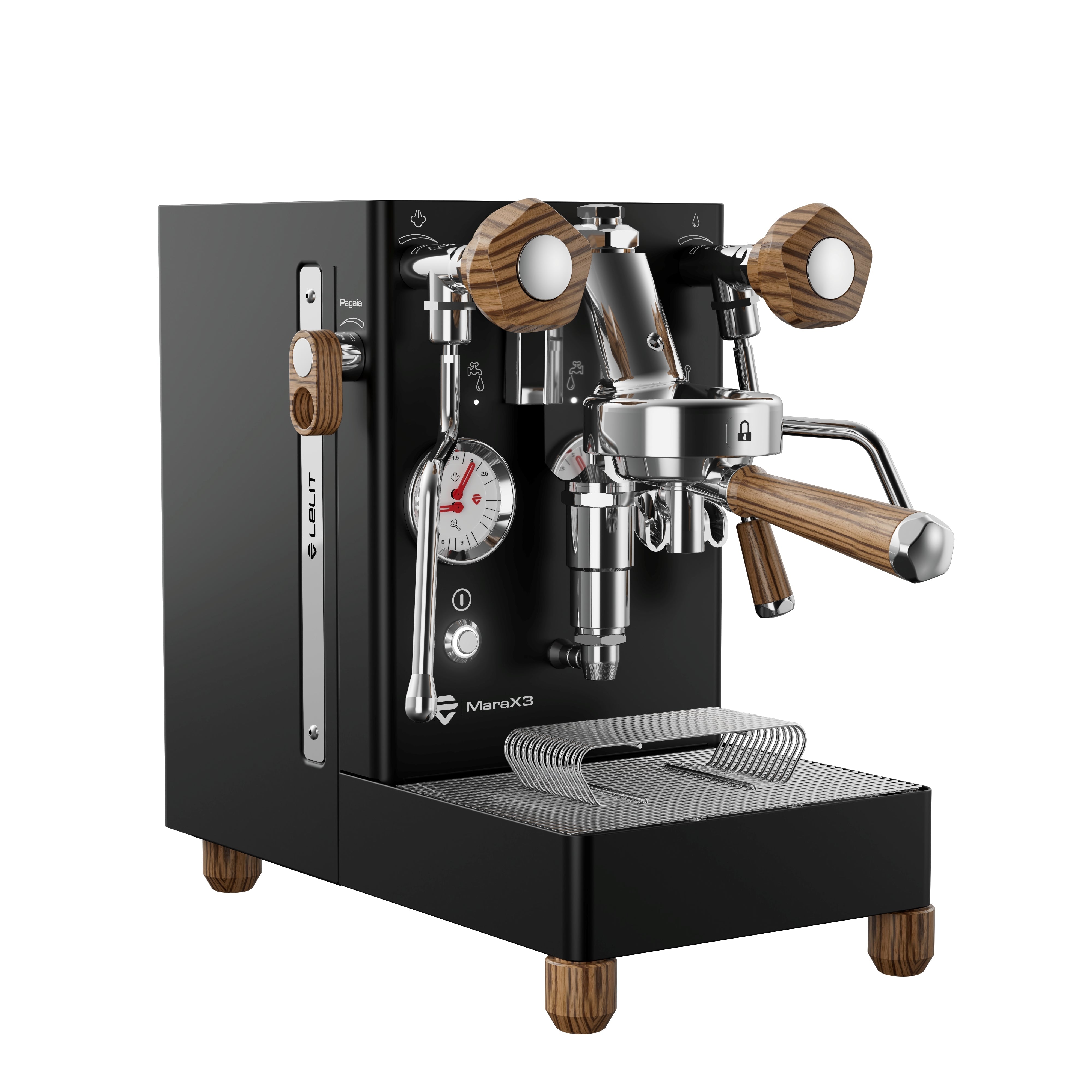 Lelit Mara X3 Espresso Machine – Black / Zebrano / No Flow Control