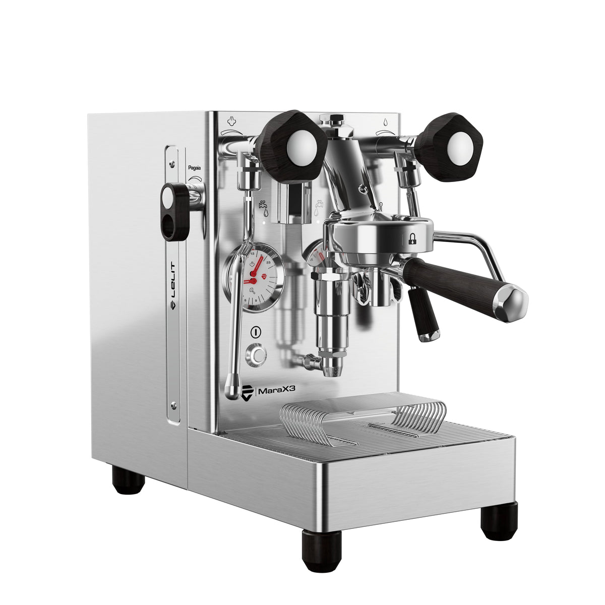 Lelit Mara X3 Espresso Machine – Brushed Stainless / Smoked Oak / No Flow Control