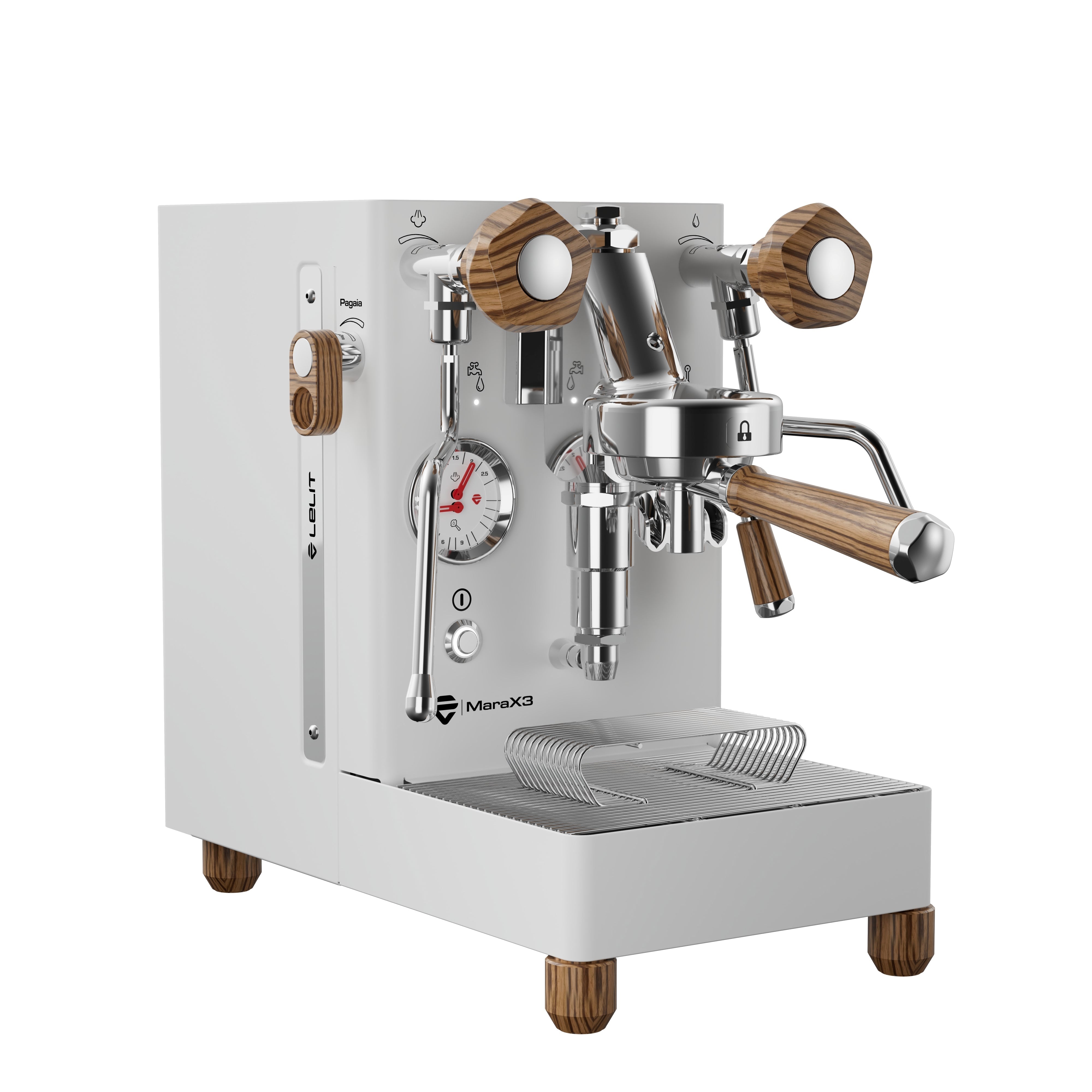 Lelit Mara X3 Espresso Machine – White / Zebrano / No Flow Control