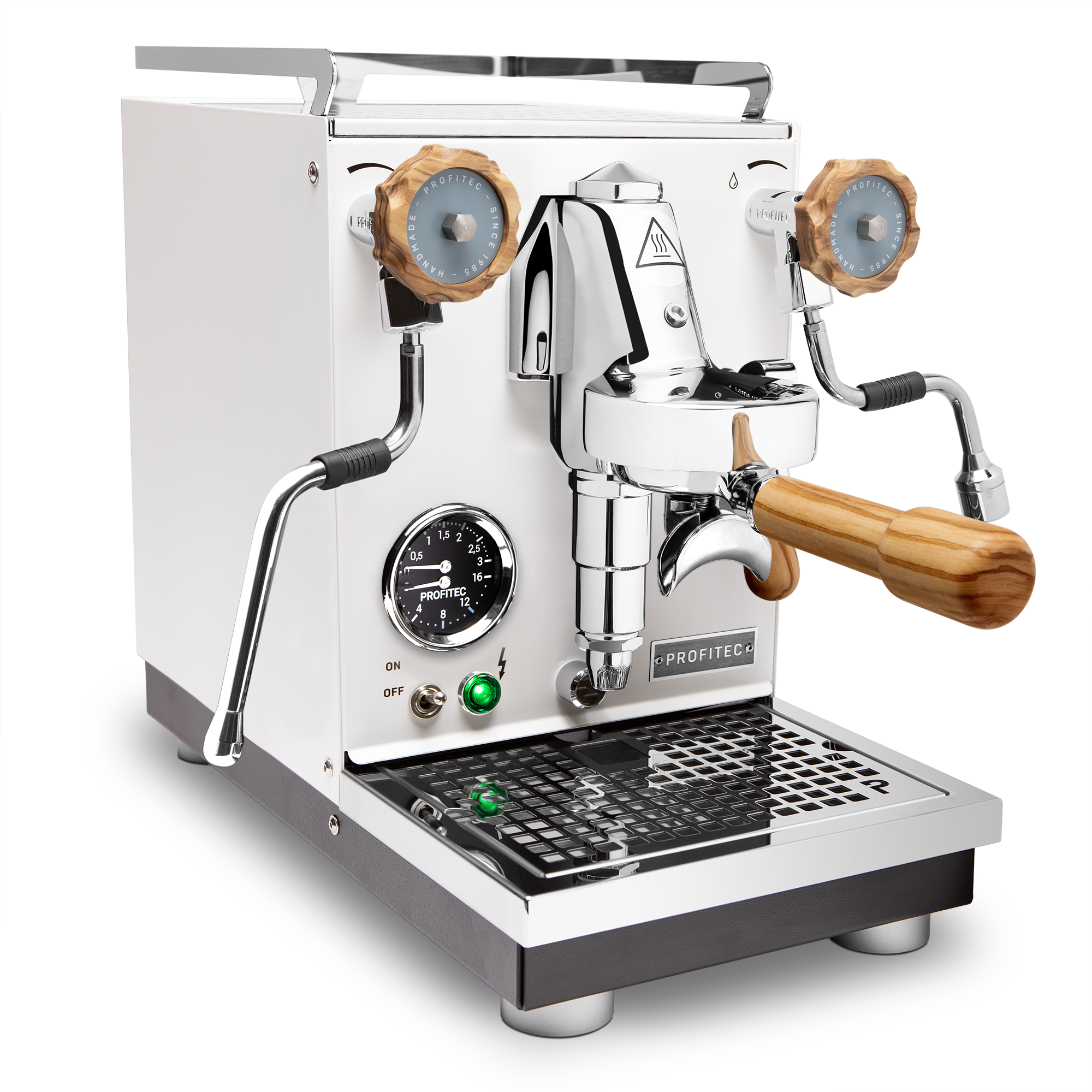 Profitec Pro 400 Espresso Machine – White / Olive Wood / No Flow Control