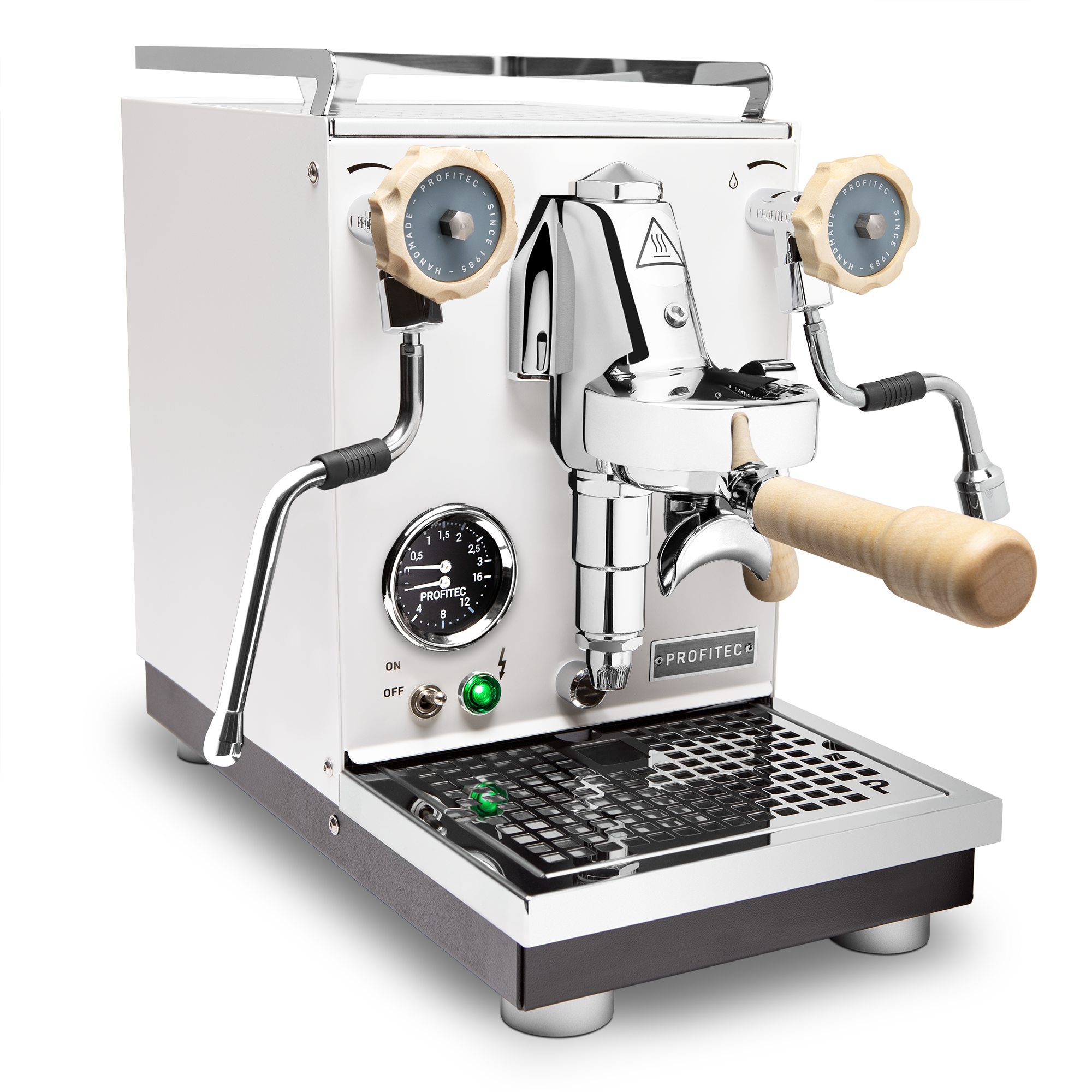 Profitec Pro 400 Espresso Machine – White / Tiger Maple / No Flow Control