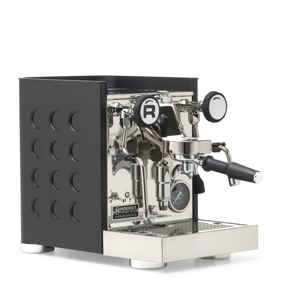 Rocket Espresso Appartamento TCA Espresso Machine - Black with Black Stripe – Black / No Accents / No Flow Control