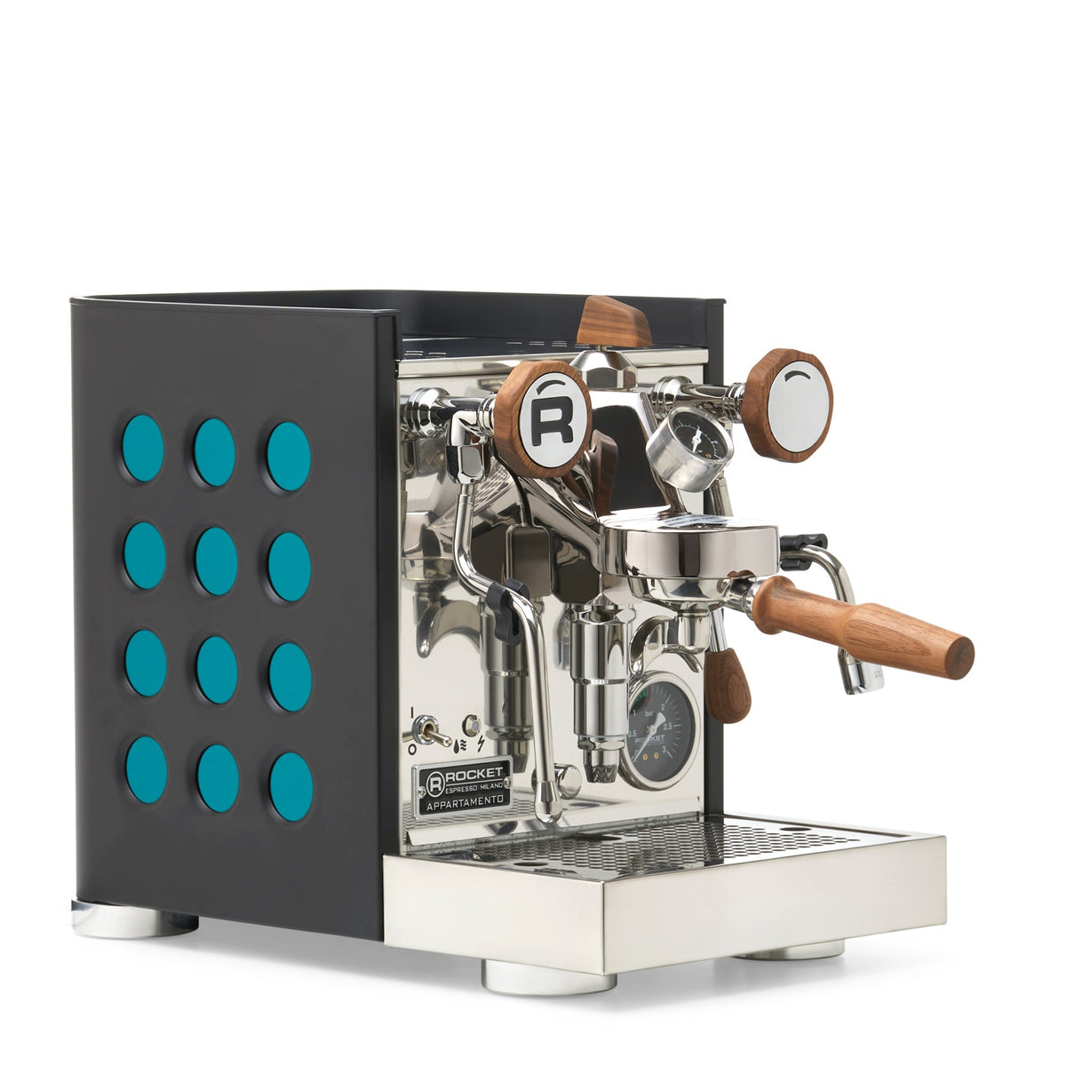 Rocket Espresso Appartamento TCA Espresso Machine - Black with Black Stripe – Amazonite / Walnut / Flow Paddle