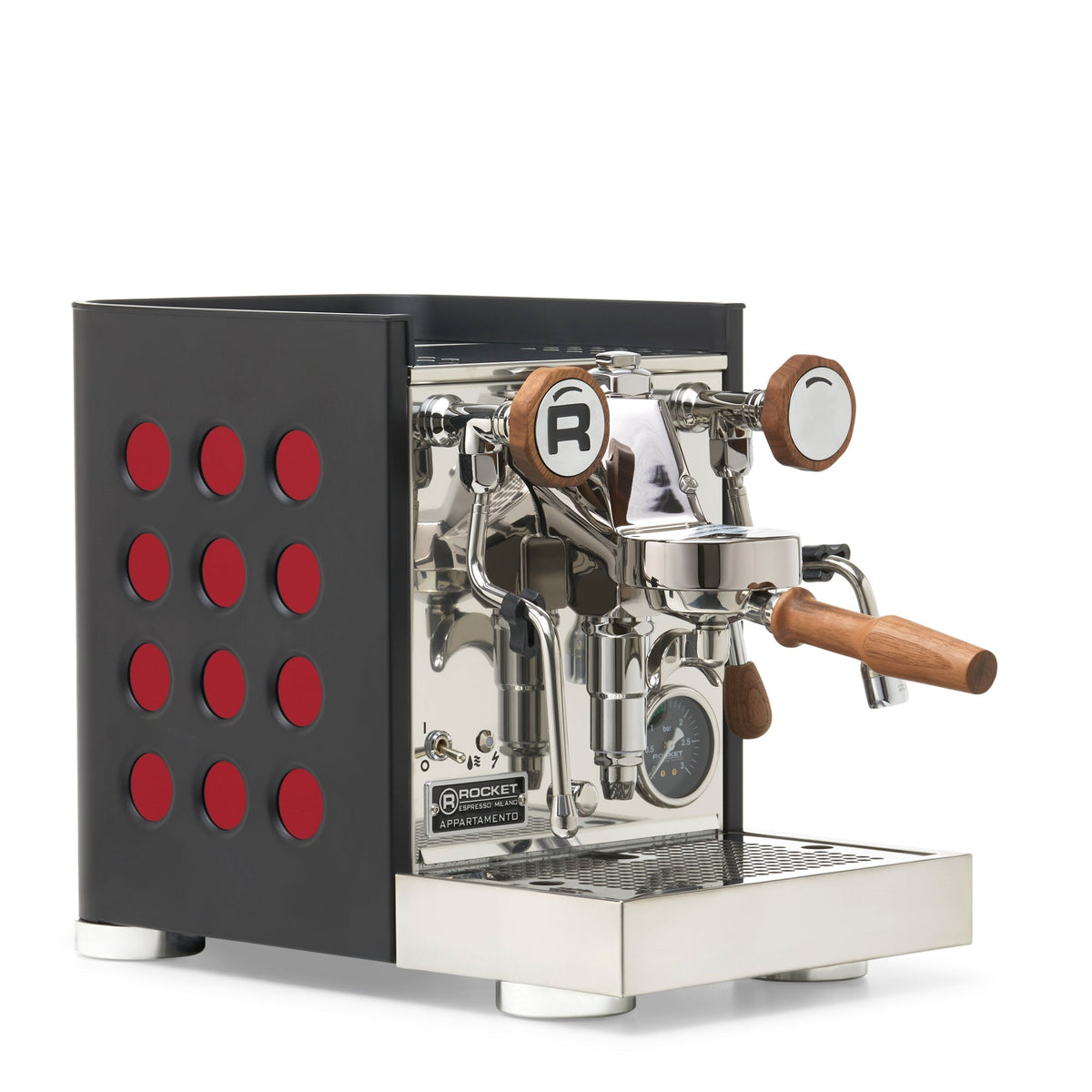 Rocket Espresso Appartamento TCA Espresso Machine - Black with Black Stripe – Ruby / Walnut / No Flow Control