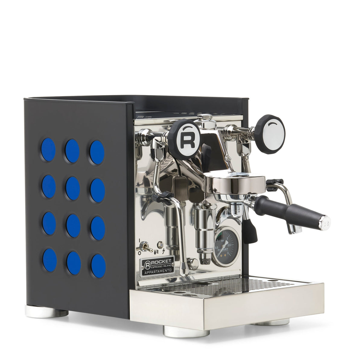 Rocket Espresso Appartamento TCA Espresso Machine - Black with Black Stripe – Sapphire / No Accents / No Flow Control