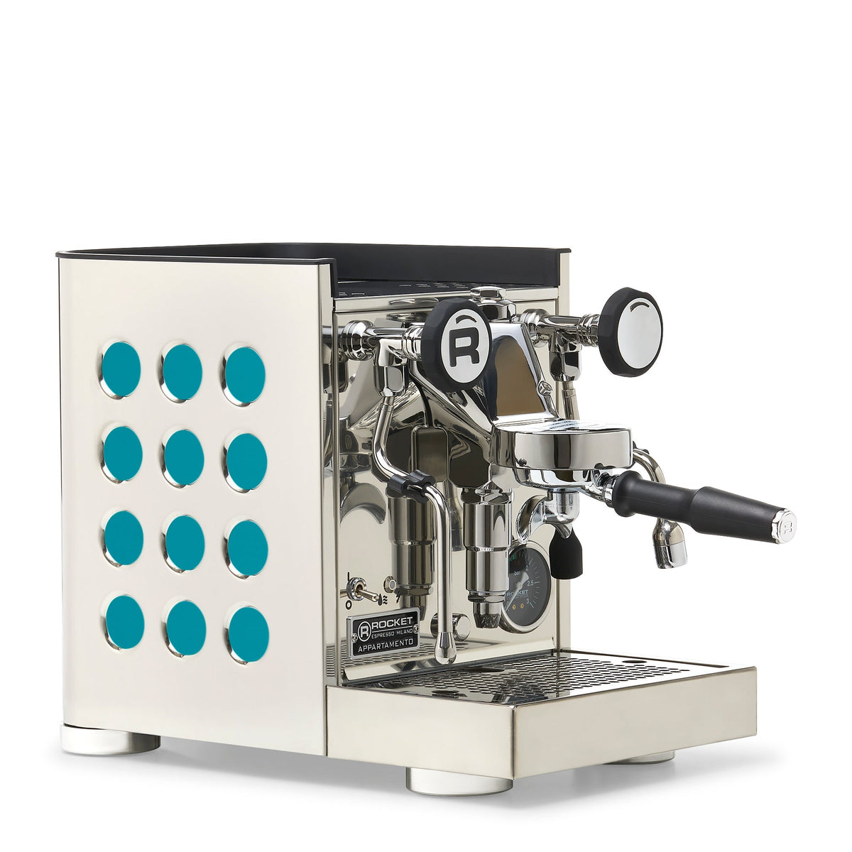 Rocket Espresso Appartamento TCA Espresso Machine - Stainless Steel with Black Stripe – Amazonite / No Accents / No Flow Control