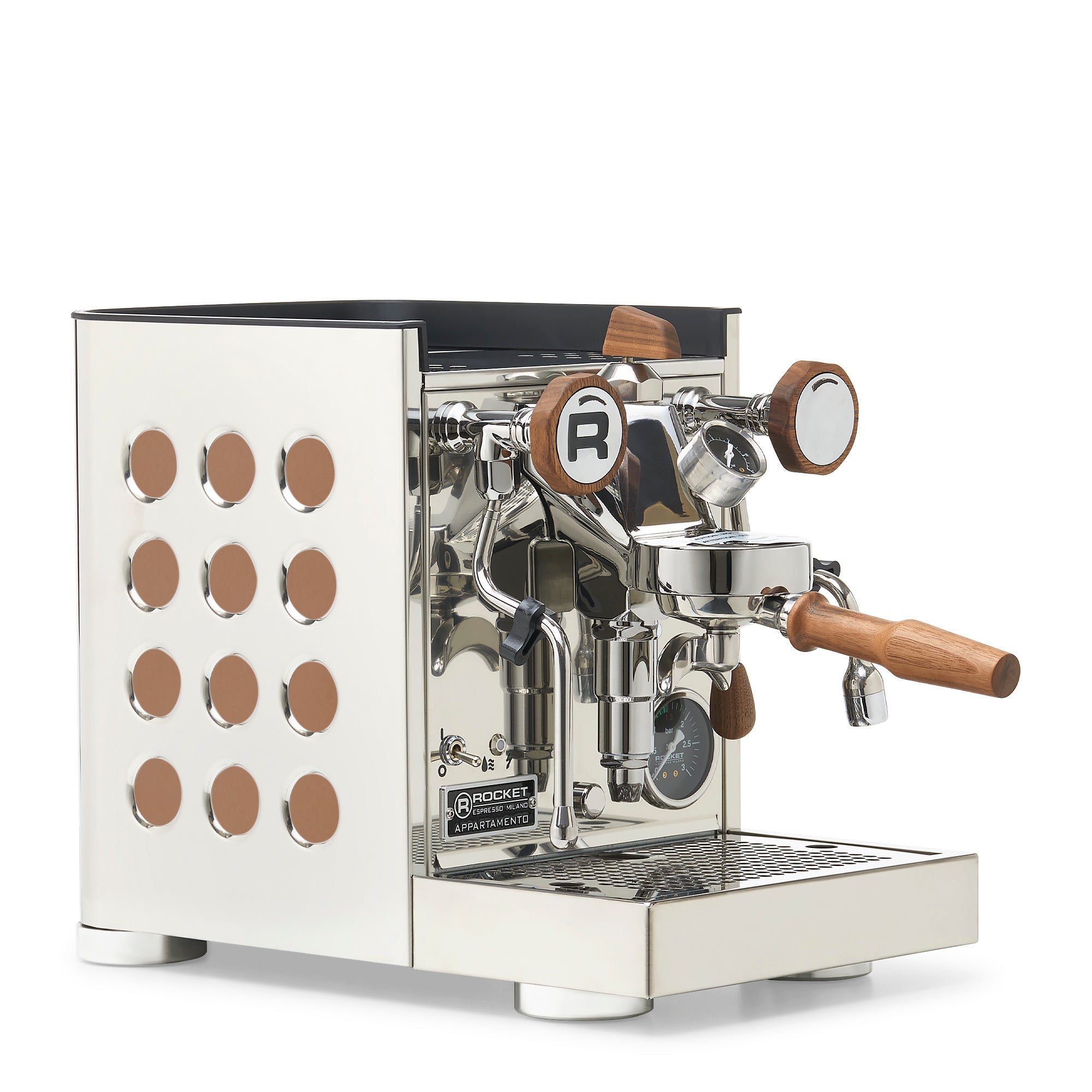 Rocket Espresso Appartamento TCA Espresso Machine - Copper – Stainless Steel / Walnut / Flow Paddle