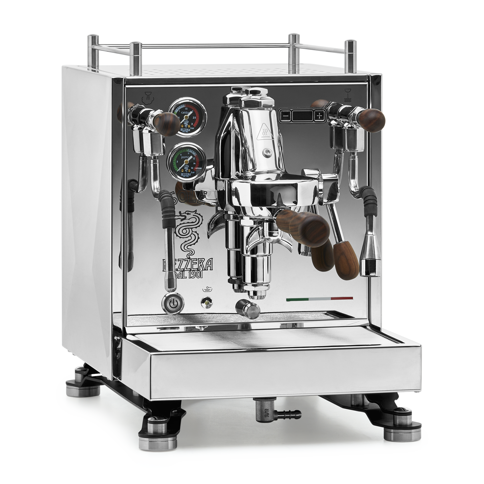 Bezzera Sole Espresso Machine – Stainless Steel / Rosewood / No Flow Control