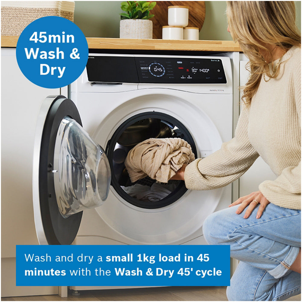 Bosch WNC25410GB Series 8 10.5+6kg Washer Dryer with 1400 Spin White - D Rated – image 17 of 25