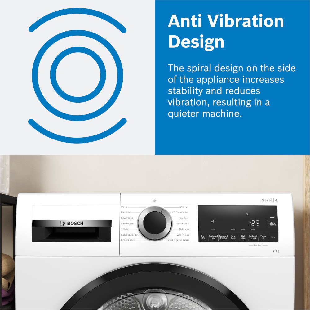 Bosch WTN83202GB Series 4 8Kg Condenser Tumble Dryer White – image 3 of 7