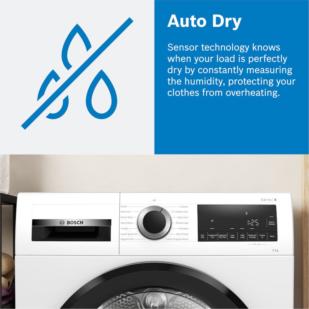 Bosch WTN83202GB Series 4 8Kg Condenser Tumble Dryer White – image 4 of 7