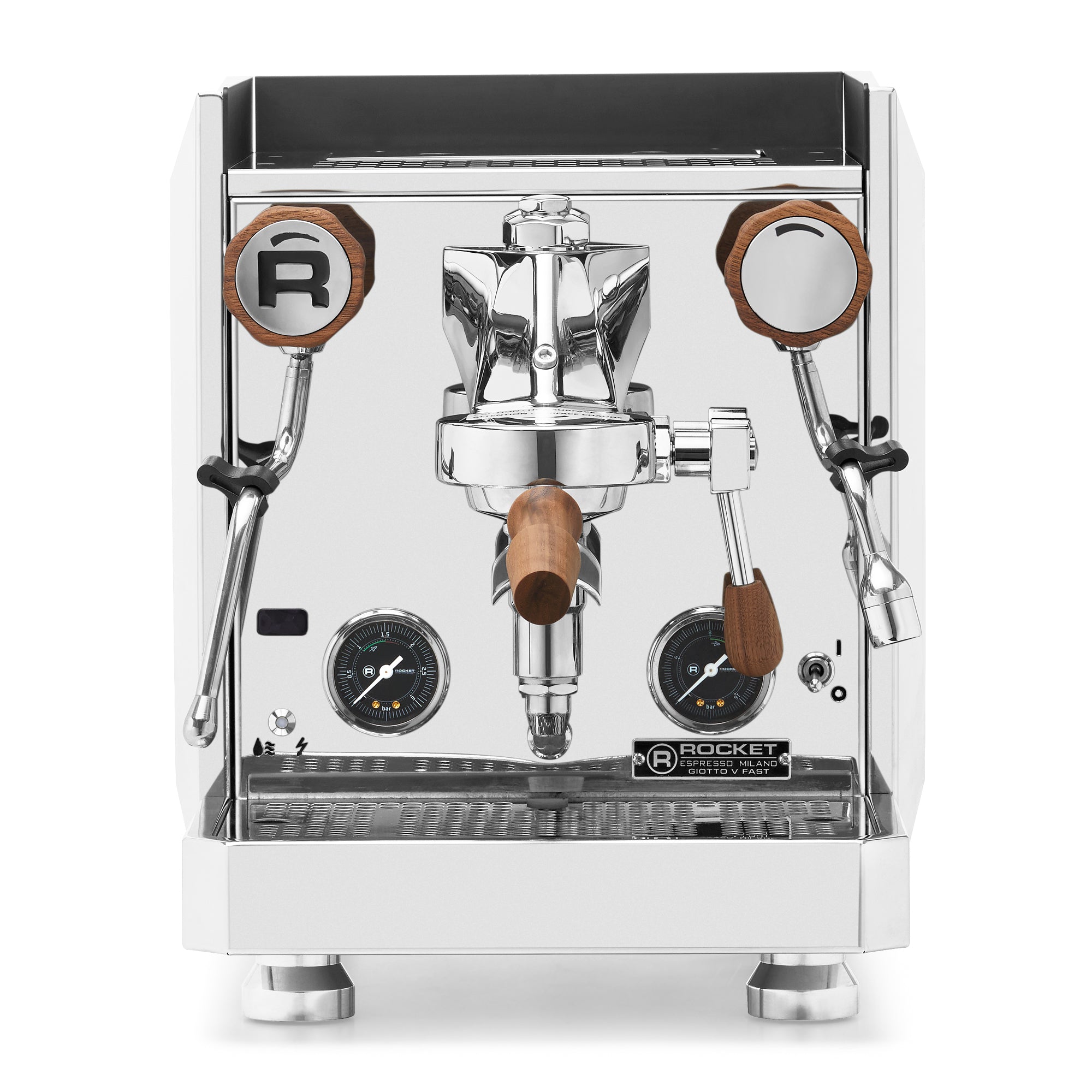 Rocket Espresso Giotto FAST V Espresso Machine – Stainless Steel / Walnut / No Flow Control