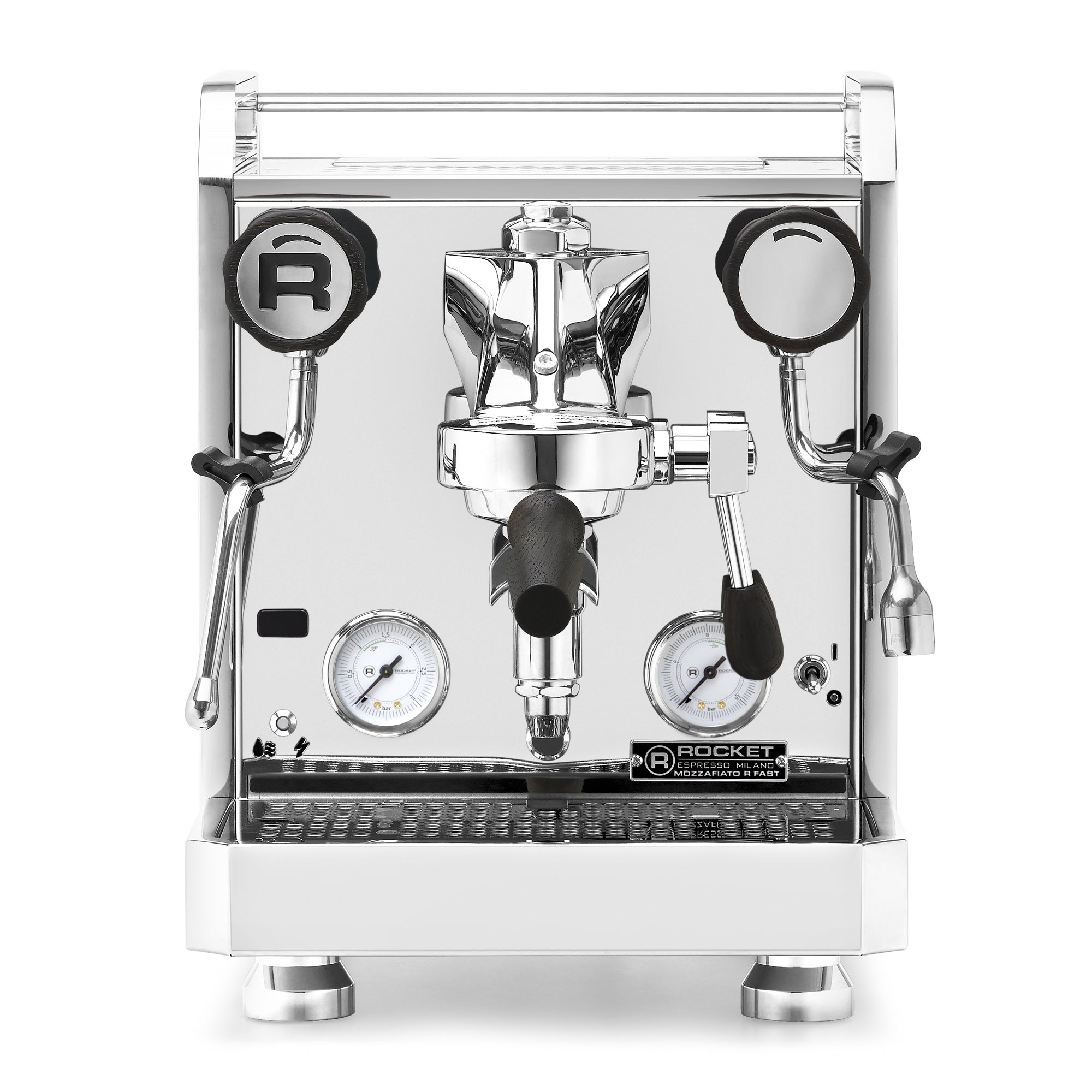 Rocket Espresso Mozzafiato FAST R Espresso Machine – Stainless Steel / Blackened Oak / No Flow Control
