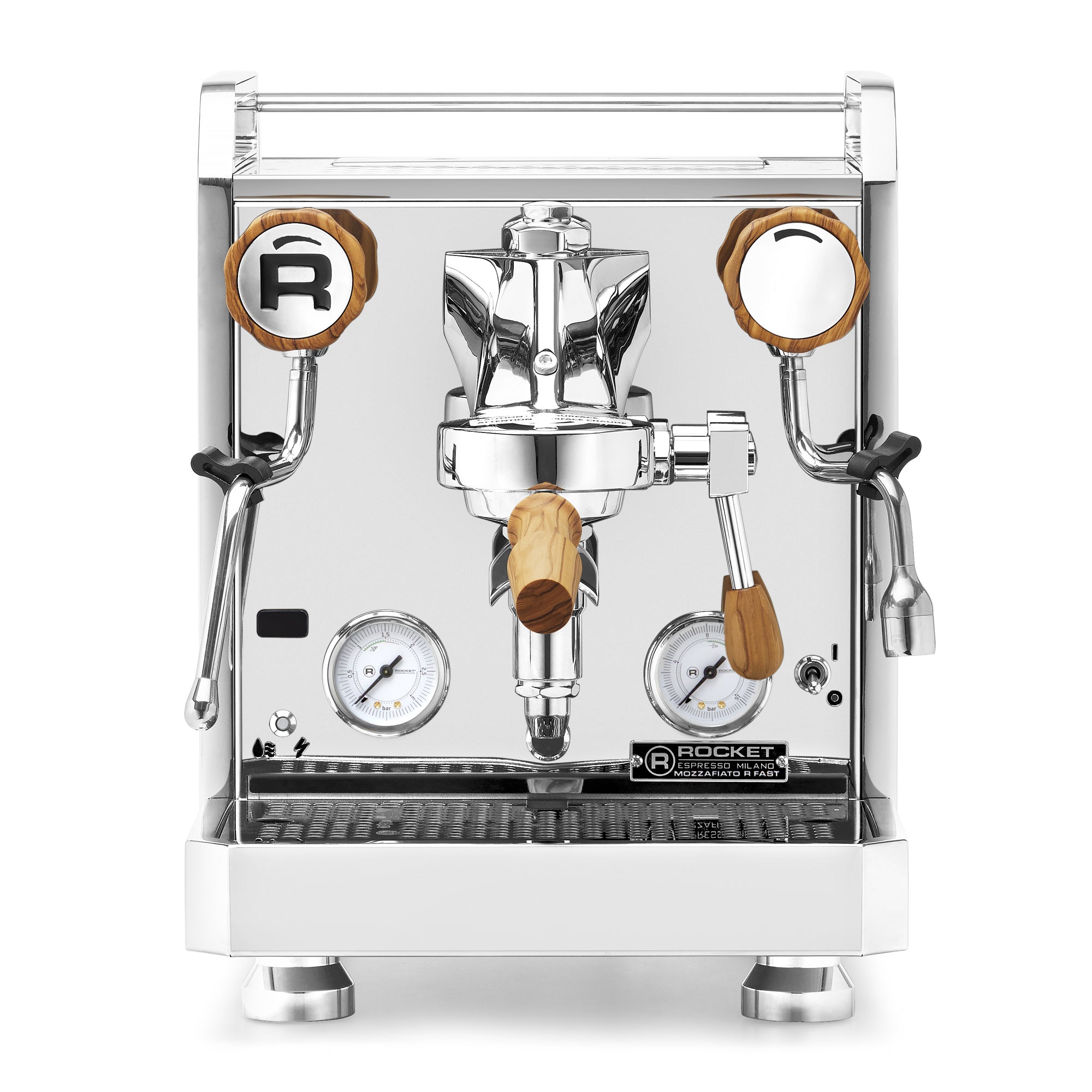Rocket Espresso Mozzafiato FAST R Espresso Machine – Stainless Steel / Olive Wood / No Flow Control