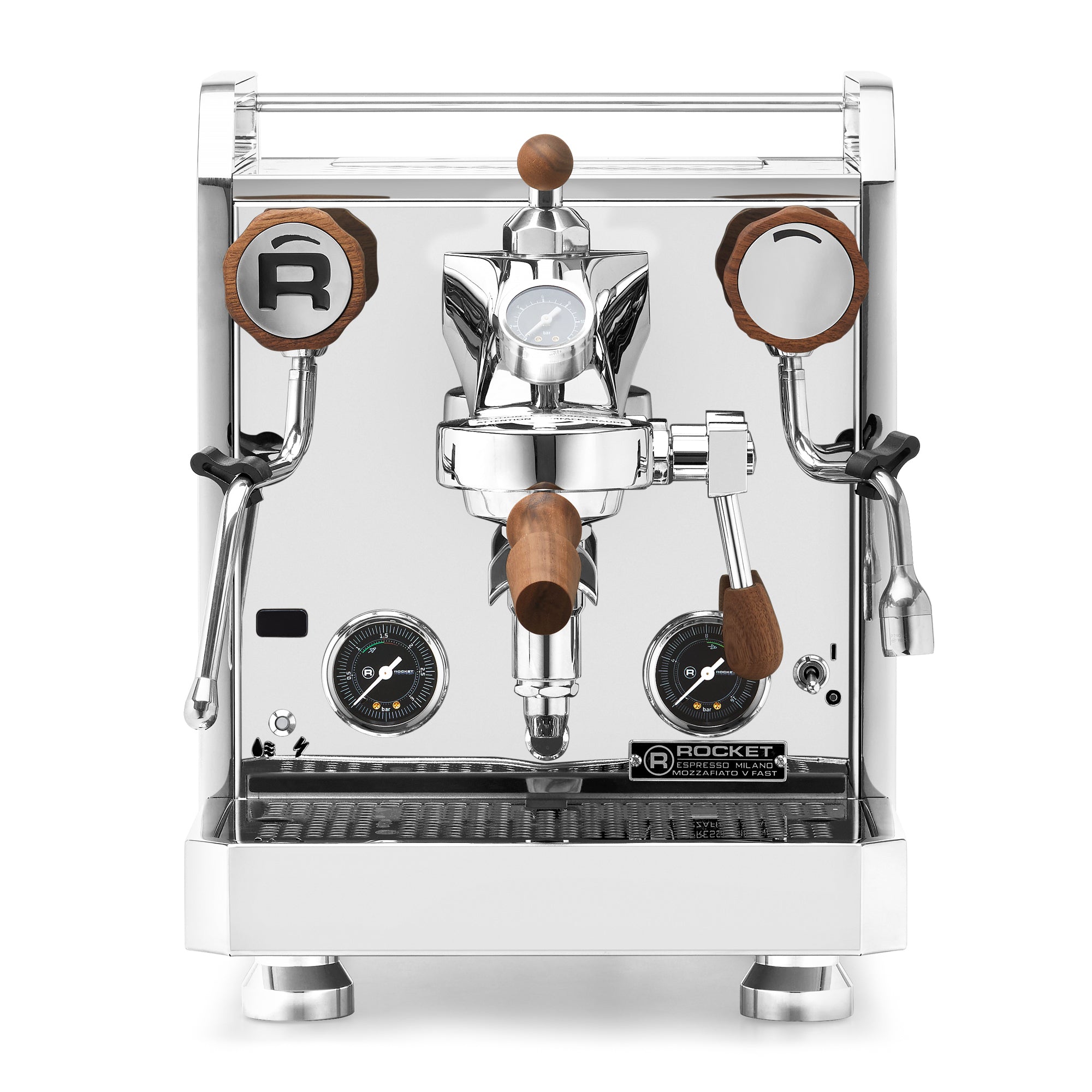 Rocket Espresso Mozzafiato FAST V Espresso Machine – Stainless Steel / Walnut / Flow Control