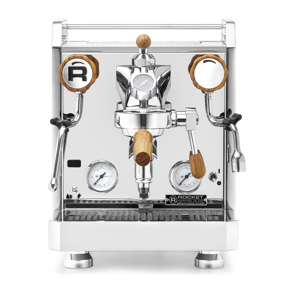 Rocket Espresso Mozzafiato FAST R Espresso Machine – Stainless Steel / Olive Wood / Flow Control