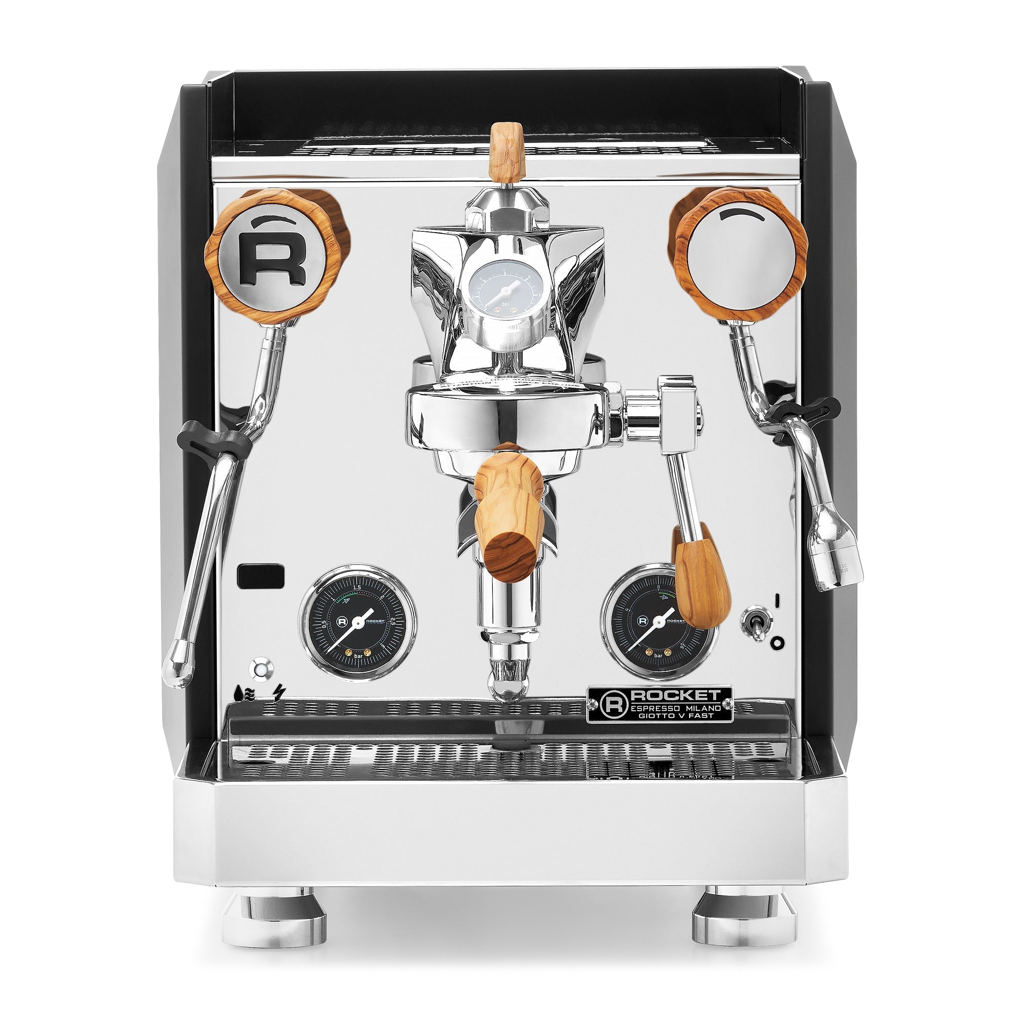 Rocket Espresso Giotto FAST V Espresso Machine – Black / Olive Wood / Flow Paddle