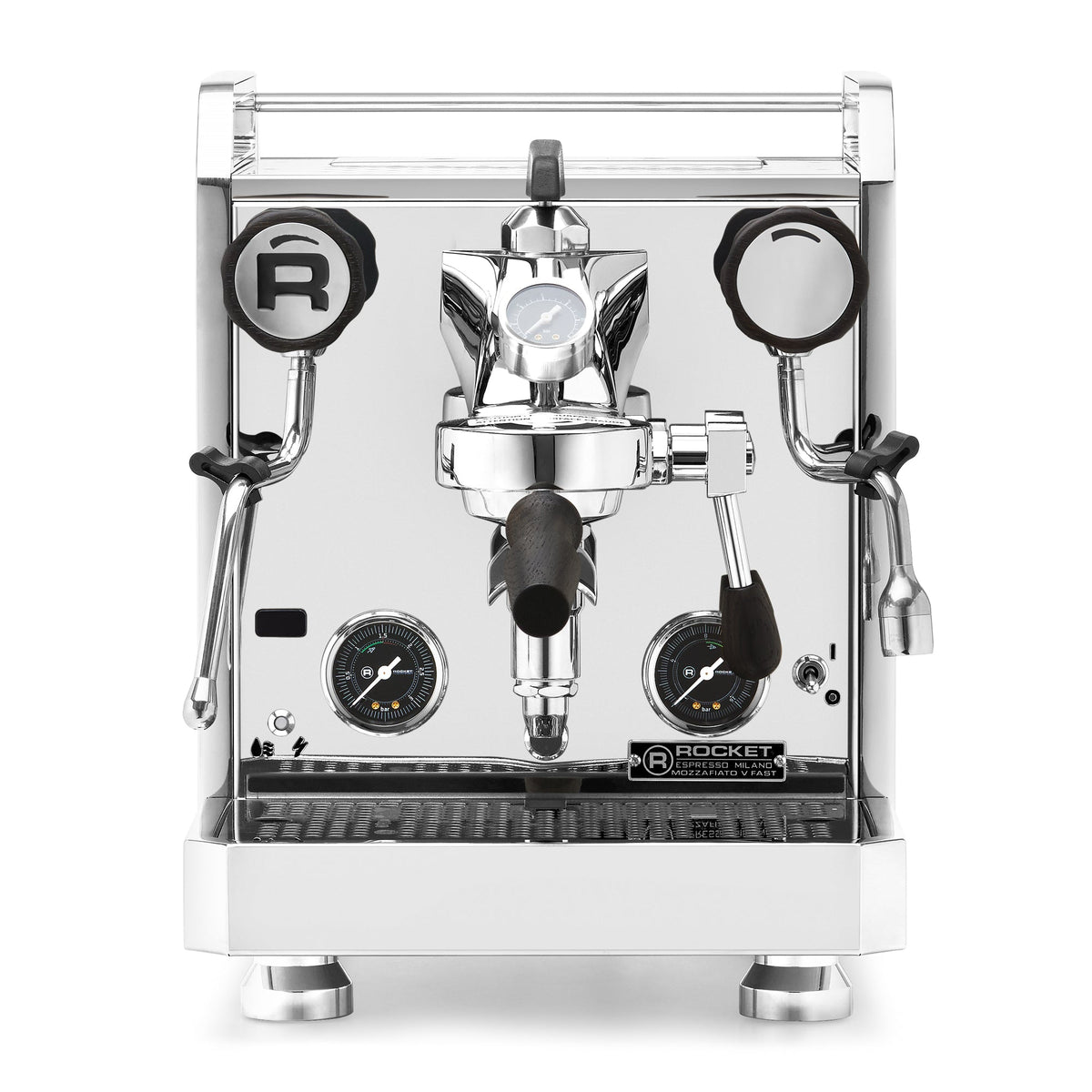 Rocket Espresso Mozzafiato FAST V Espresso Machine – Stainless Steel / Blackened Oak / Flow Paddle